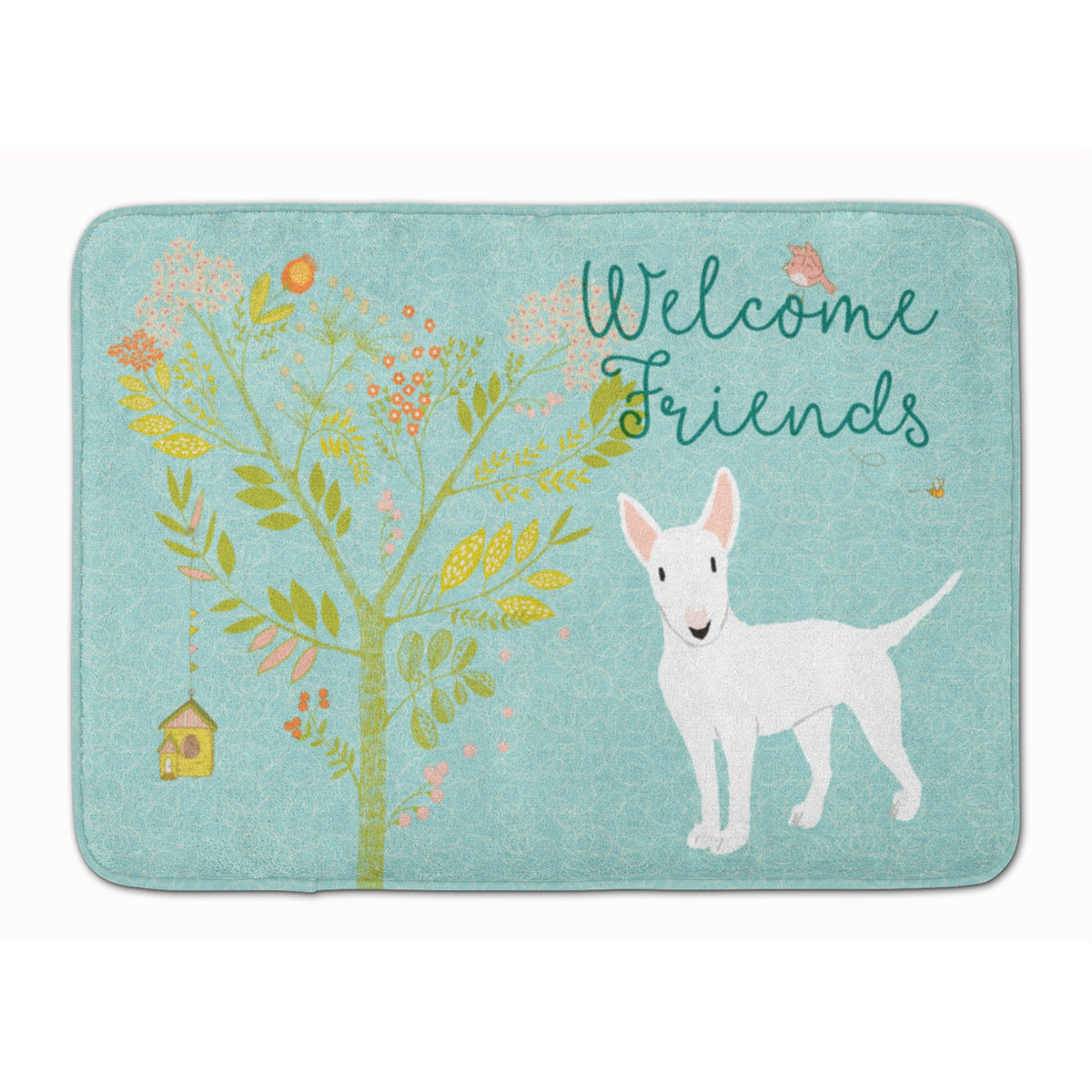 Caroline'S Treasures Welcome Friends White Bull Terrier Floor Mat, 19Hx27W, Multicolor