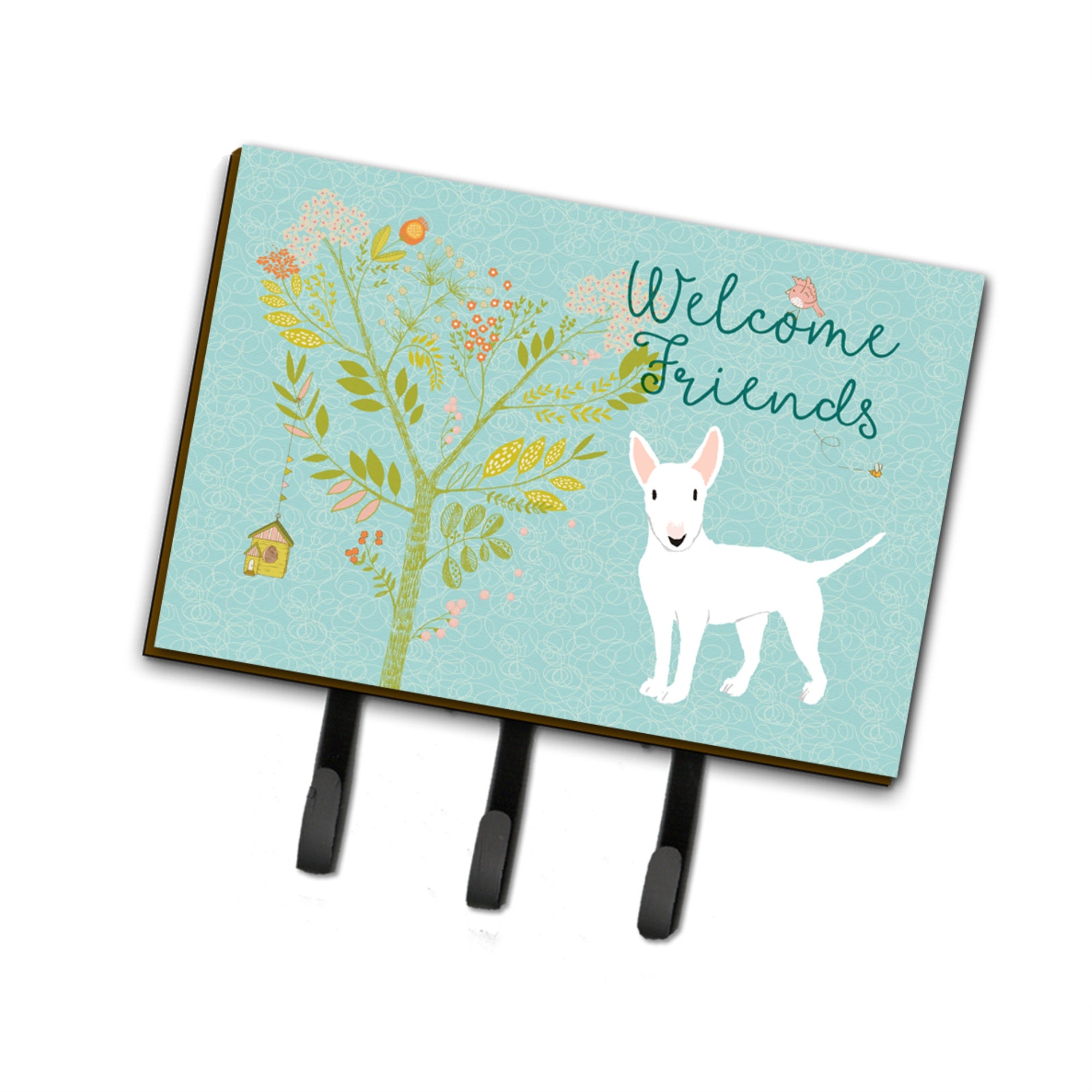 Caroline'S Treasures Welcome Friends White Bull Terrier Wall Hook, Triple