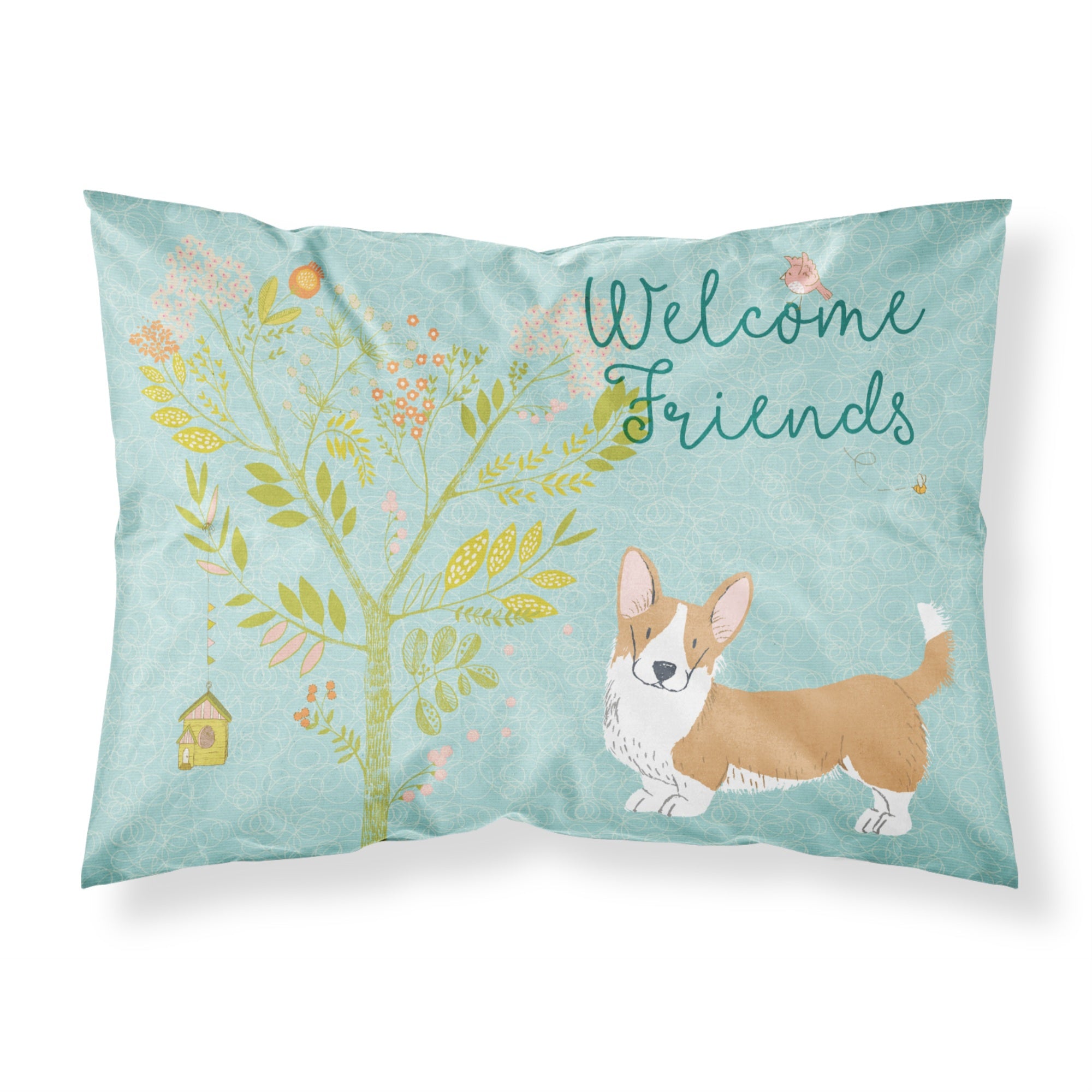 Caroline'S Treasures Welcome Friends Welsh Cardigan Corgi Tricolor Pillowcase, Standard