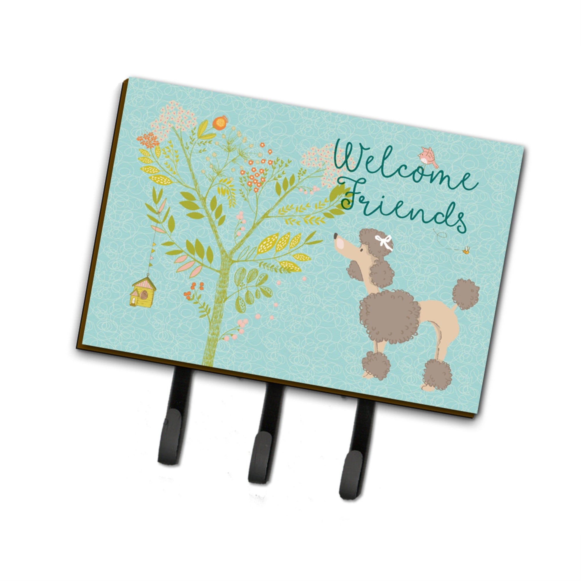 Caroline'S Treasures Welcome Friends Chocolate Poodle Wall Hook, Triple