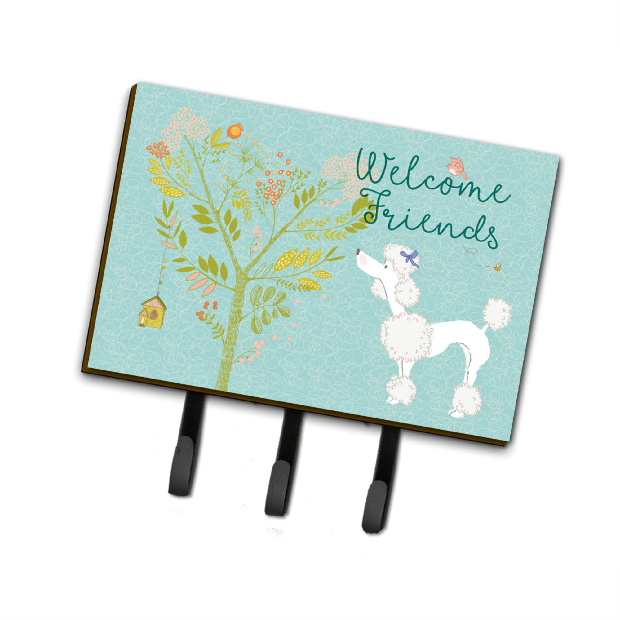 Caroline'S Treasures Welcome Friends White Poodle Wall Hook, Triple