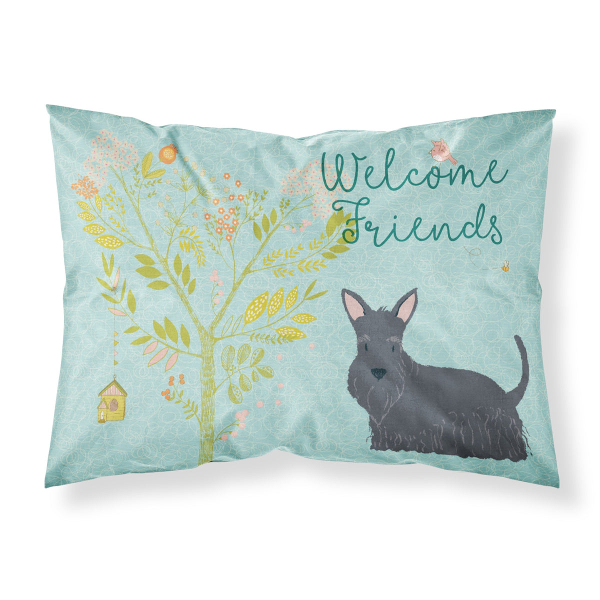 Caroline'S Treasures Welcome Friends Scottish Terrier Printed, Polyester Envelope Closure Pillowcase, Standard, Multic