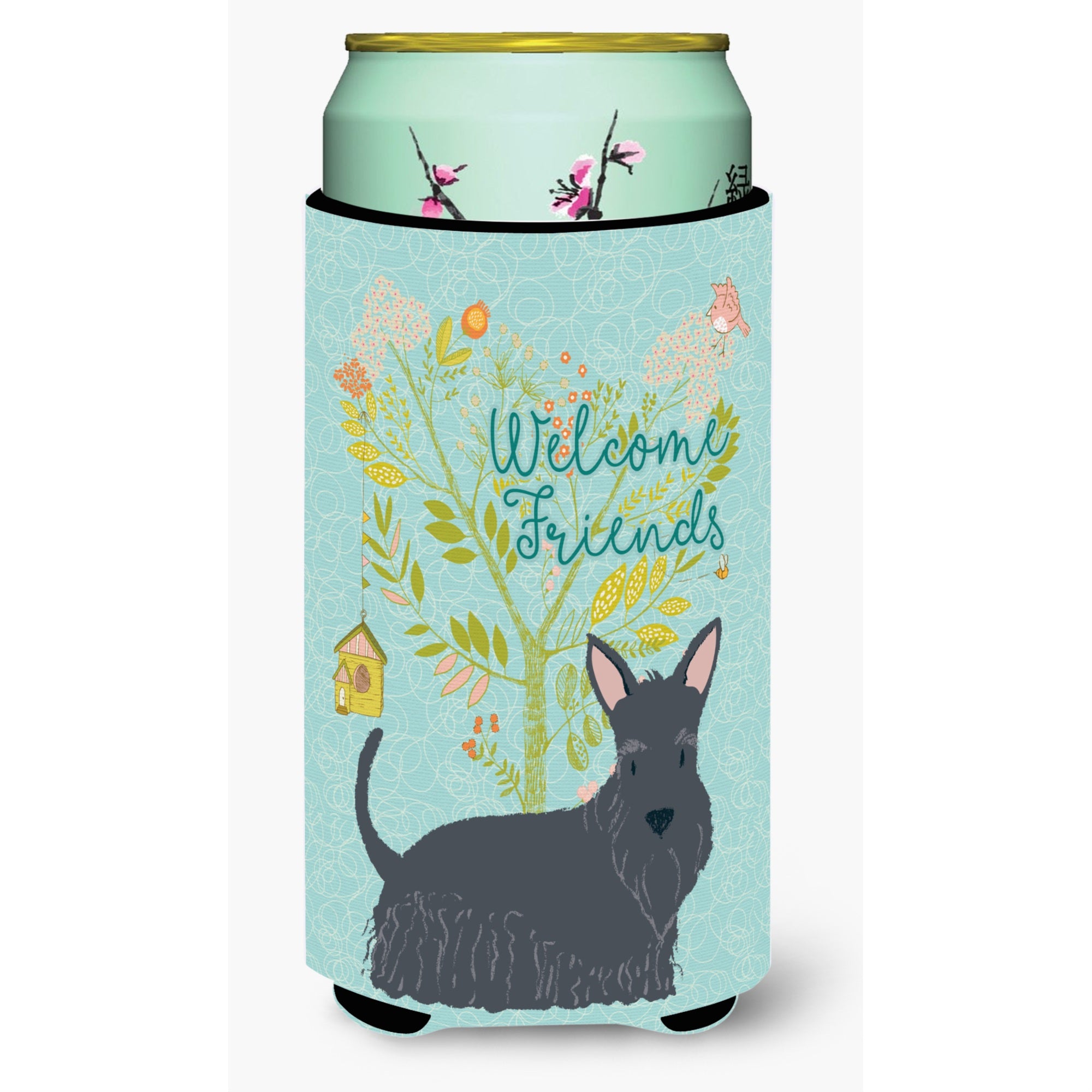Caroline'S Treasures Welcome Friends Scottish Terrier Decorative Can Hugger, Tall Boy, Multicolor