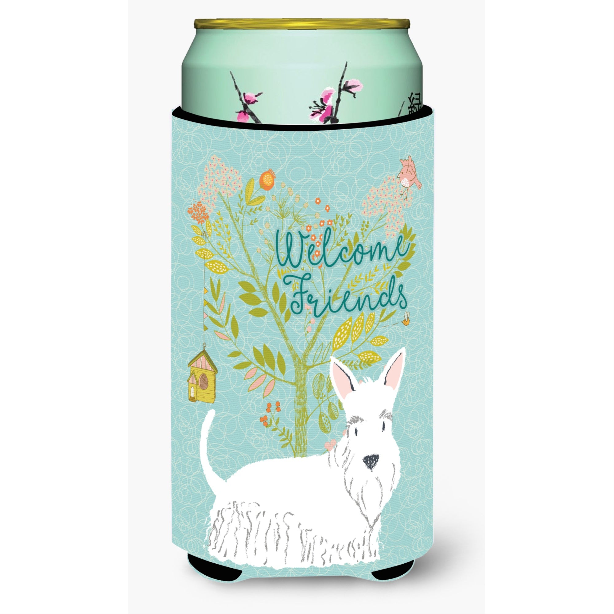 Caroline'S Treasures Welcome Friends White Scottish Terrier Decorative Can Hugger, Tall Boy, Multicolor