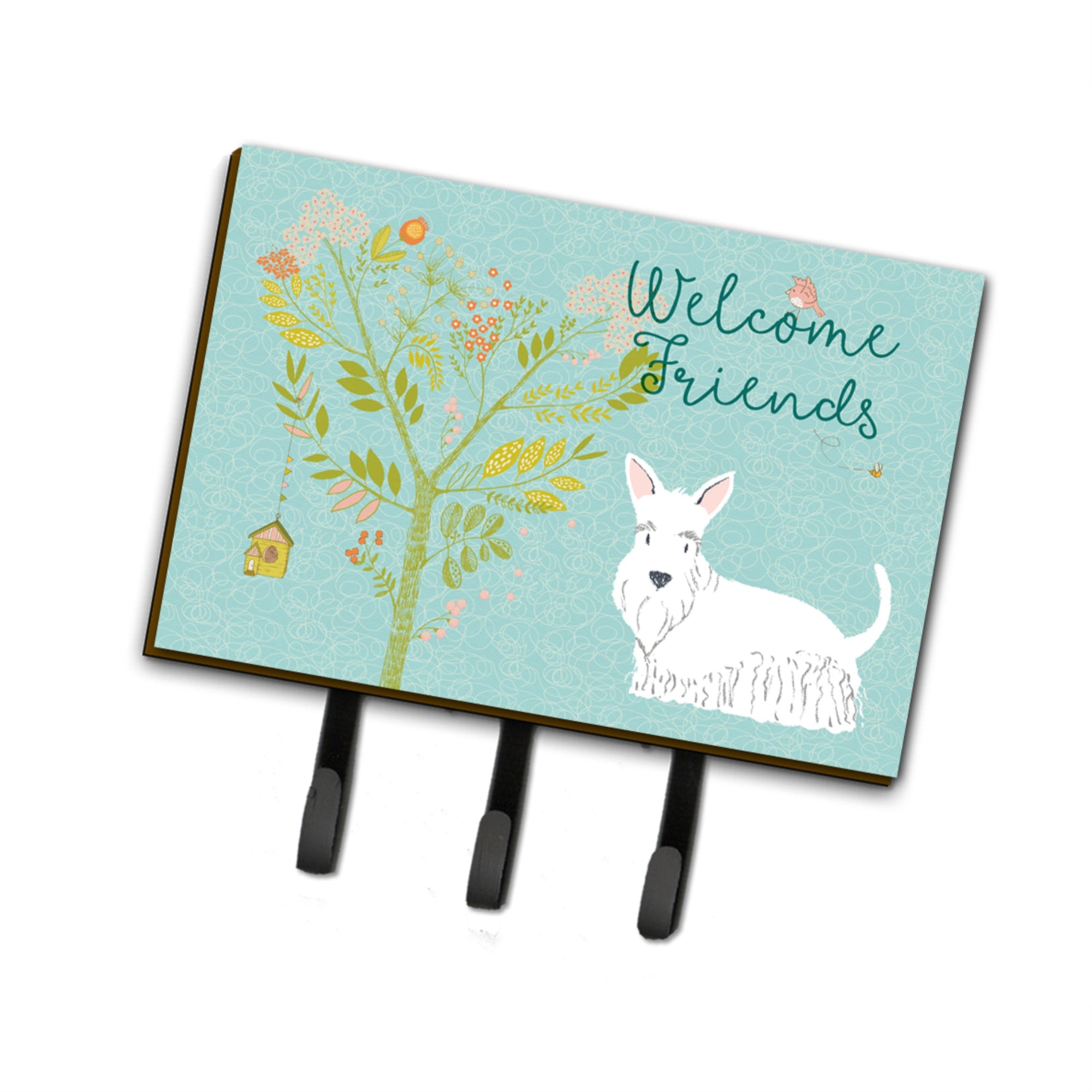 Caroline'S Treasures Welcome Friends White Scottish Terrier Wall Hook, Triple