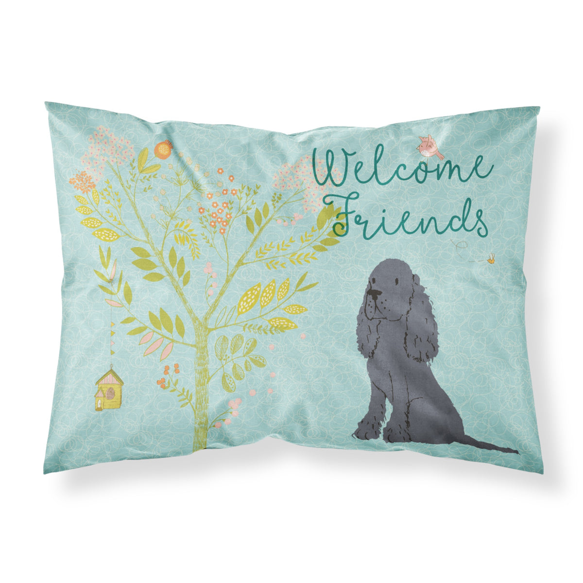Caroline'S Treasures Welcome Friends Black Cocker Spaniel Printed, Polyester, 250 Thread Count, Envelope Closure Pillowcase, S