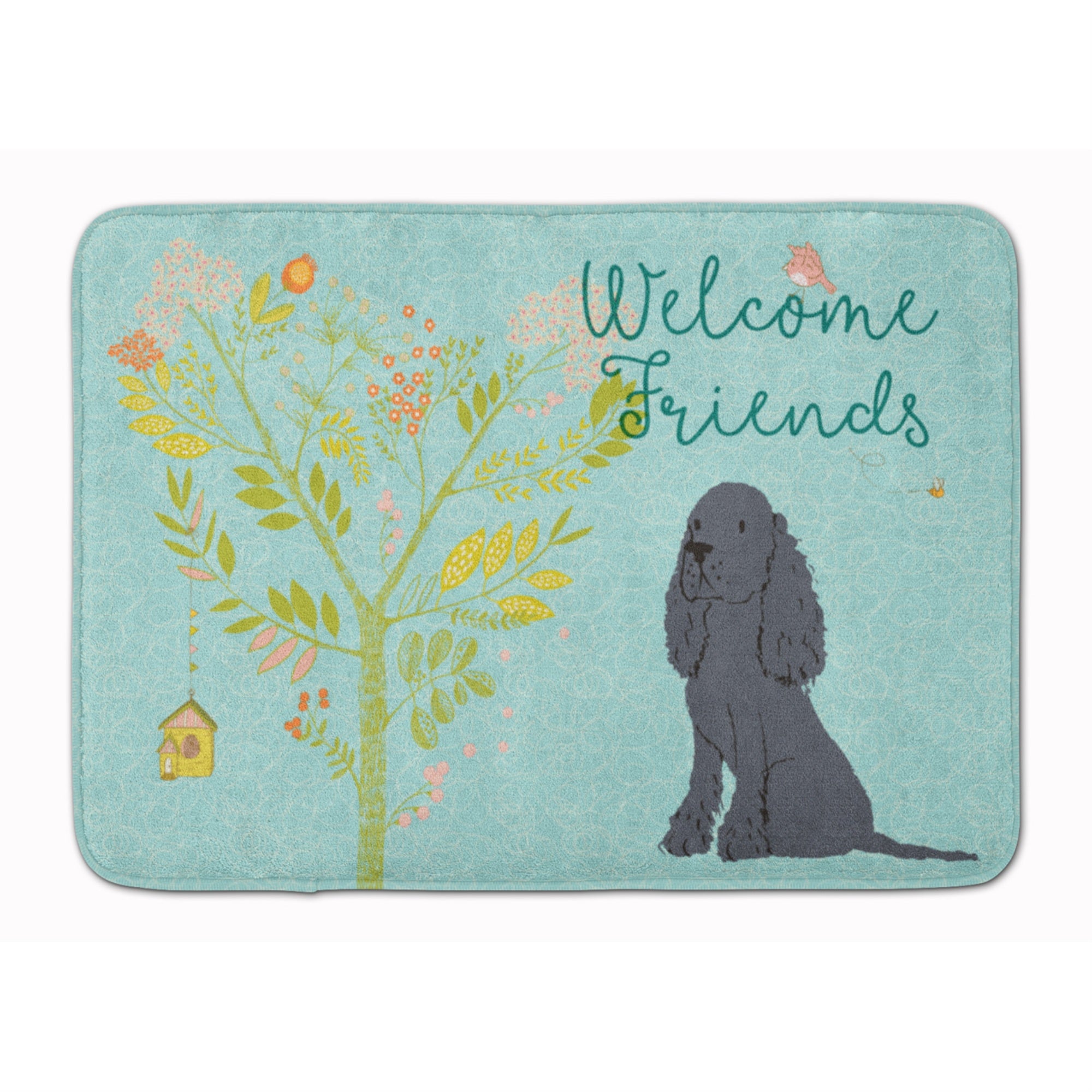 Caroline'S Treasures Welcome Friends Black Cocker Spaniel Floor Mat, 19Hx27W, Multicolor