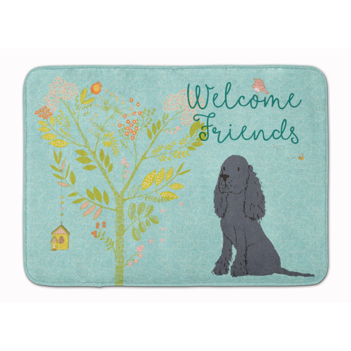 Caroline'S Treasures Welcome Friends Black Cocker Spaniel Floor Mat, 19Hx27W, Multicolor