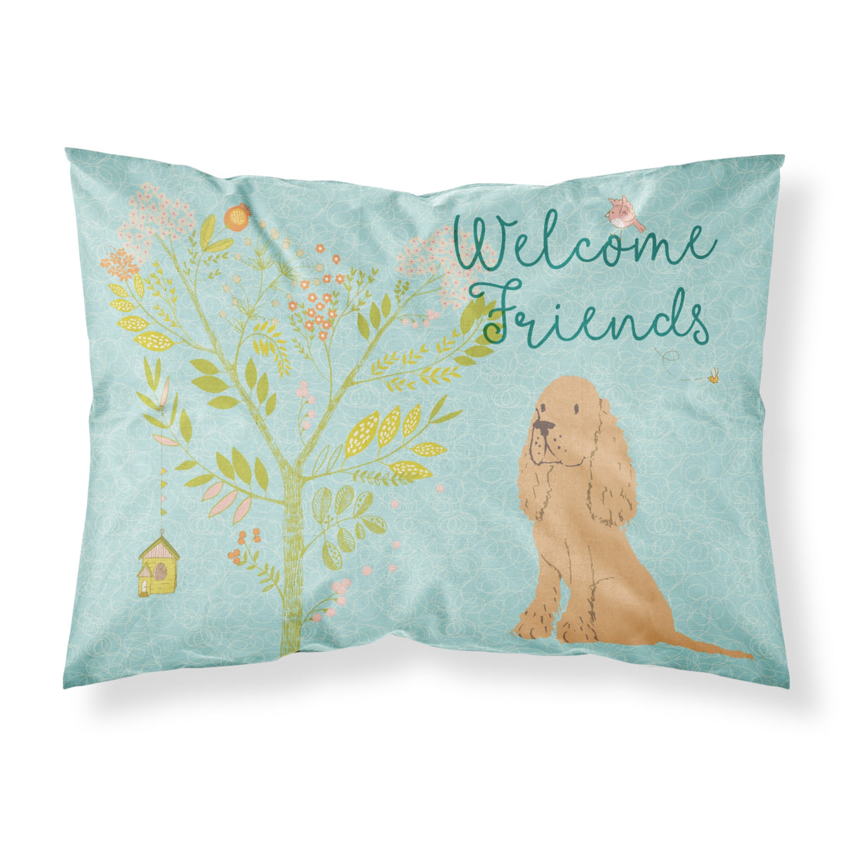 Caroline'S Treasures Welcome Friends Buff Cocker Spaniel Pillowcase, Standard, Multicolor