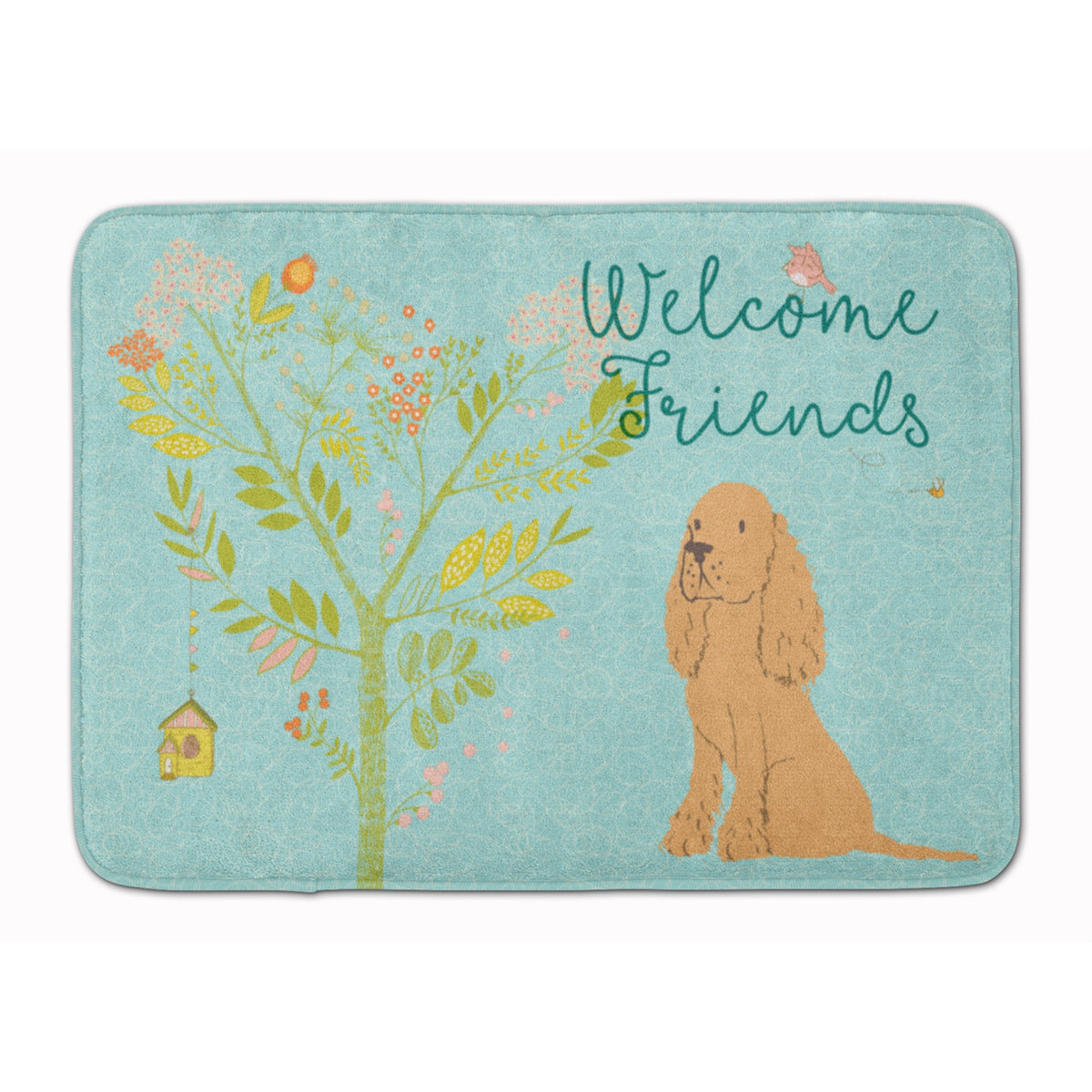 Caroline'S Treasures Welcome Friends Buff Cocker Spaniel Floor Mat, 19 H X 27 W, Multicolor