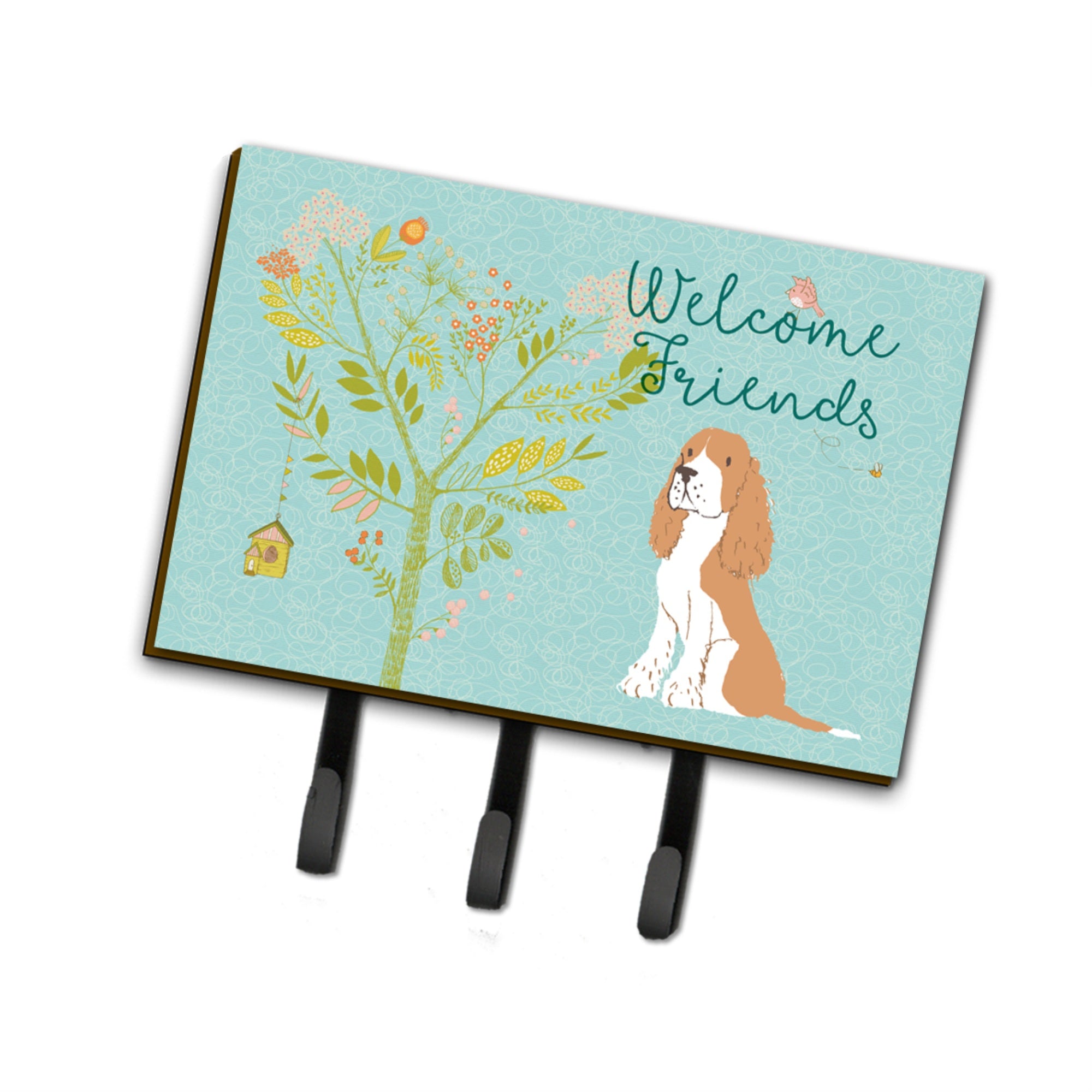Caroline'S Treasures Welcome Friends Gold Springer Spaniel Wall Hook, Triple, Multicolor