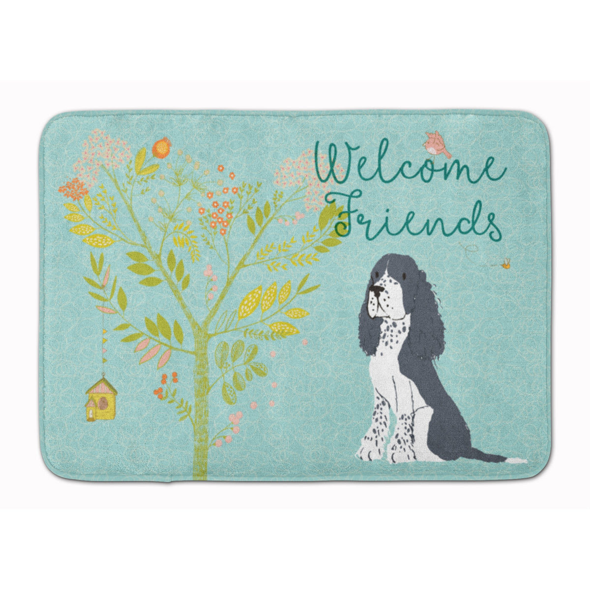 Caroline'S Treasures Welcome Friends Black Springer Spaniel Floor Mat, 19 H X 27 W, Multicolor