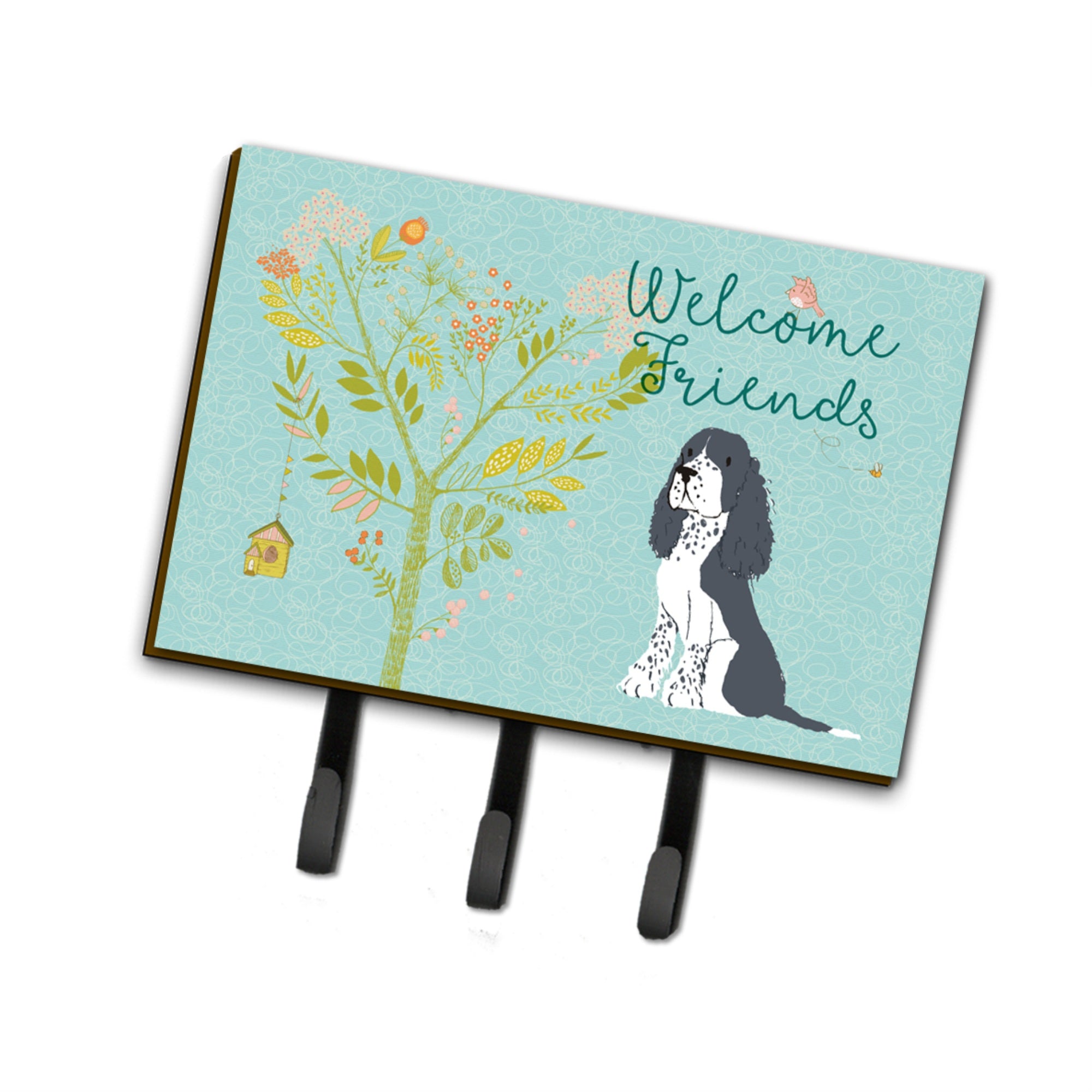 Caroline'S Treasures Welcome Friends Black Springer Spaniel Wall Hook, Triple