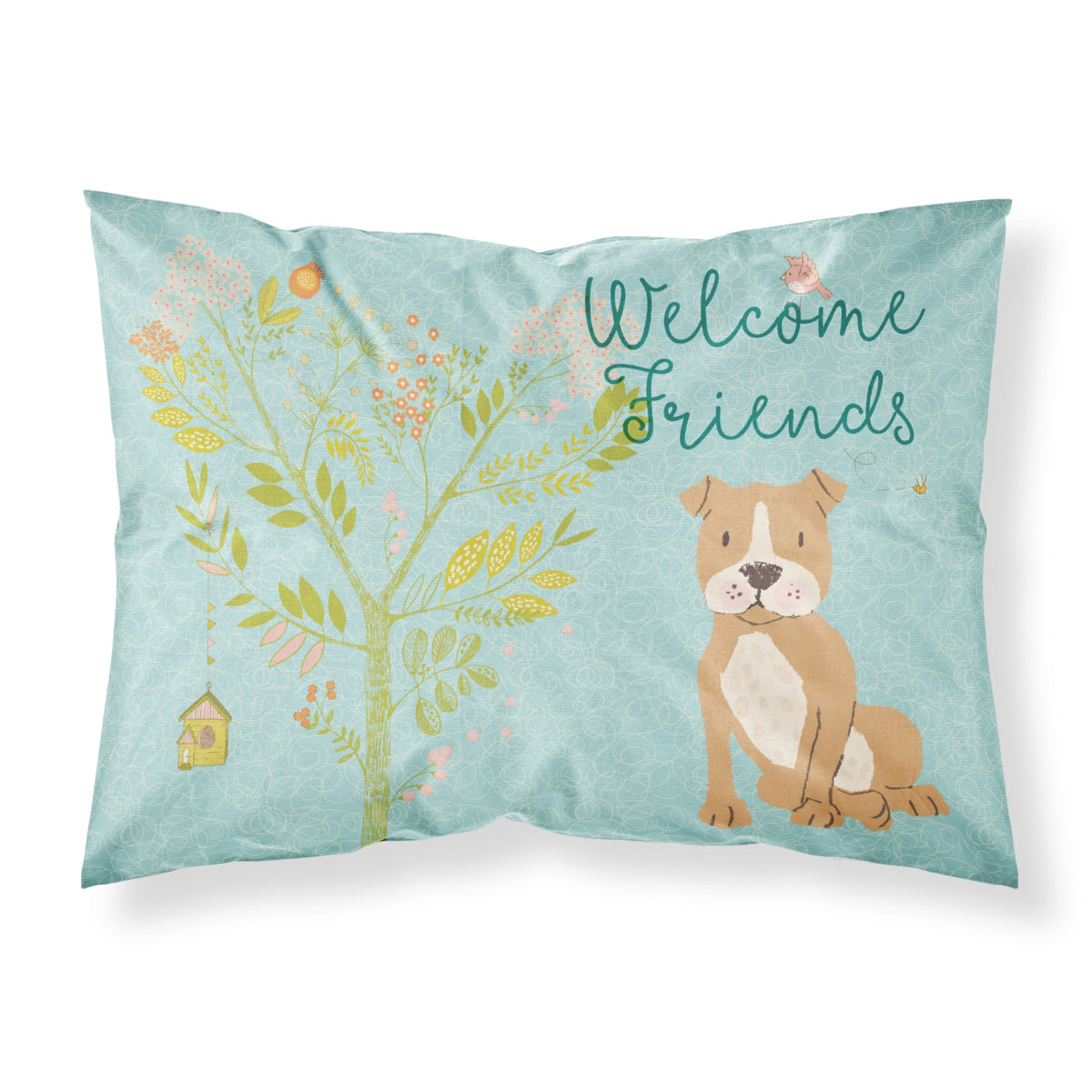 Caroline'S Treasures Welcome Friends Brown Staffie Printed, Polyester, 250 Thread Count, Envelope Closure Pillowcase, Standard