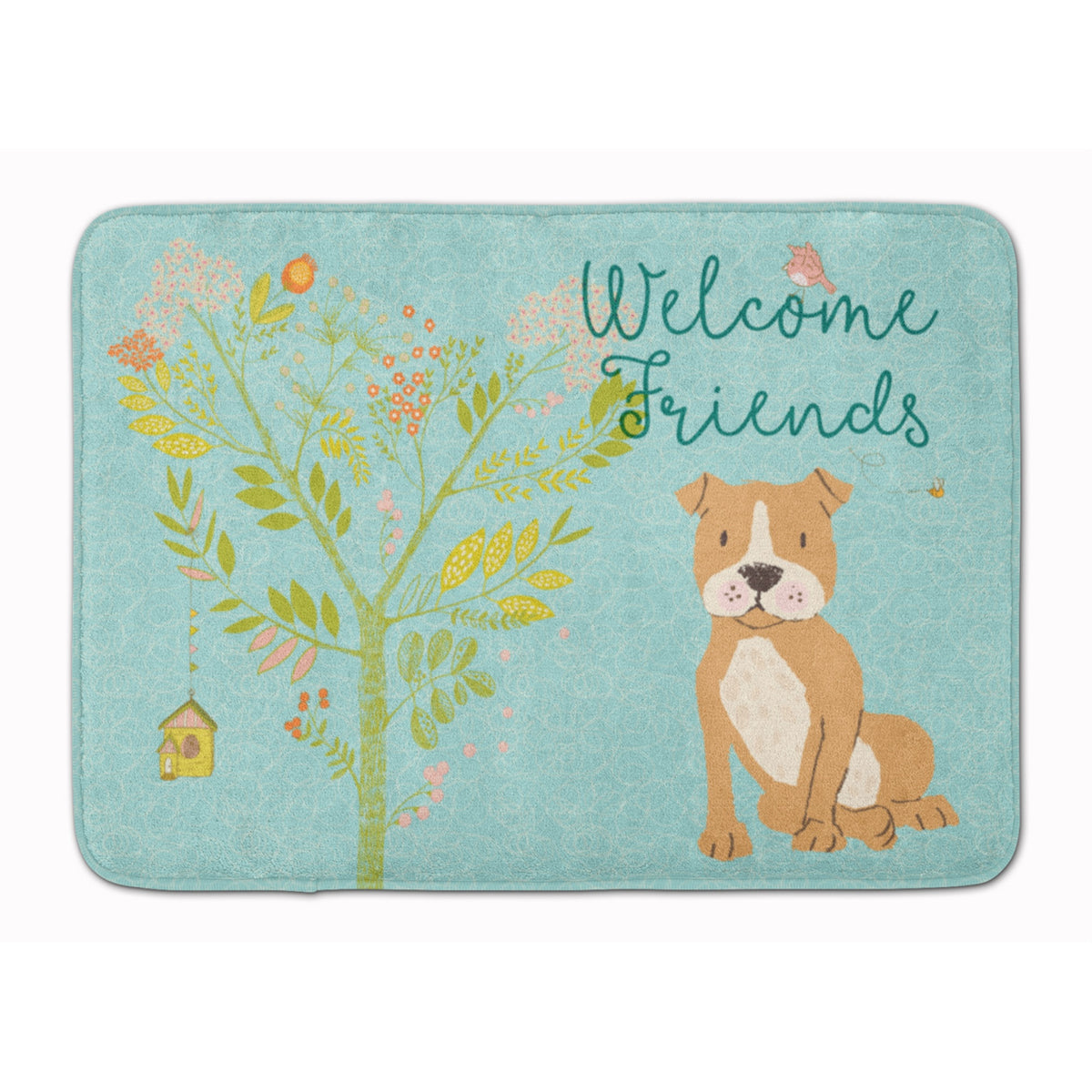 Caroline'S Treasures Welcome Friends Brown Staffie Floor Mat, 19Hx27W, Multicolor