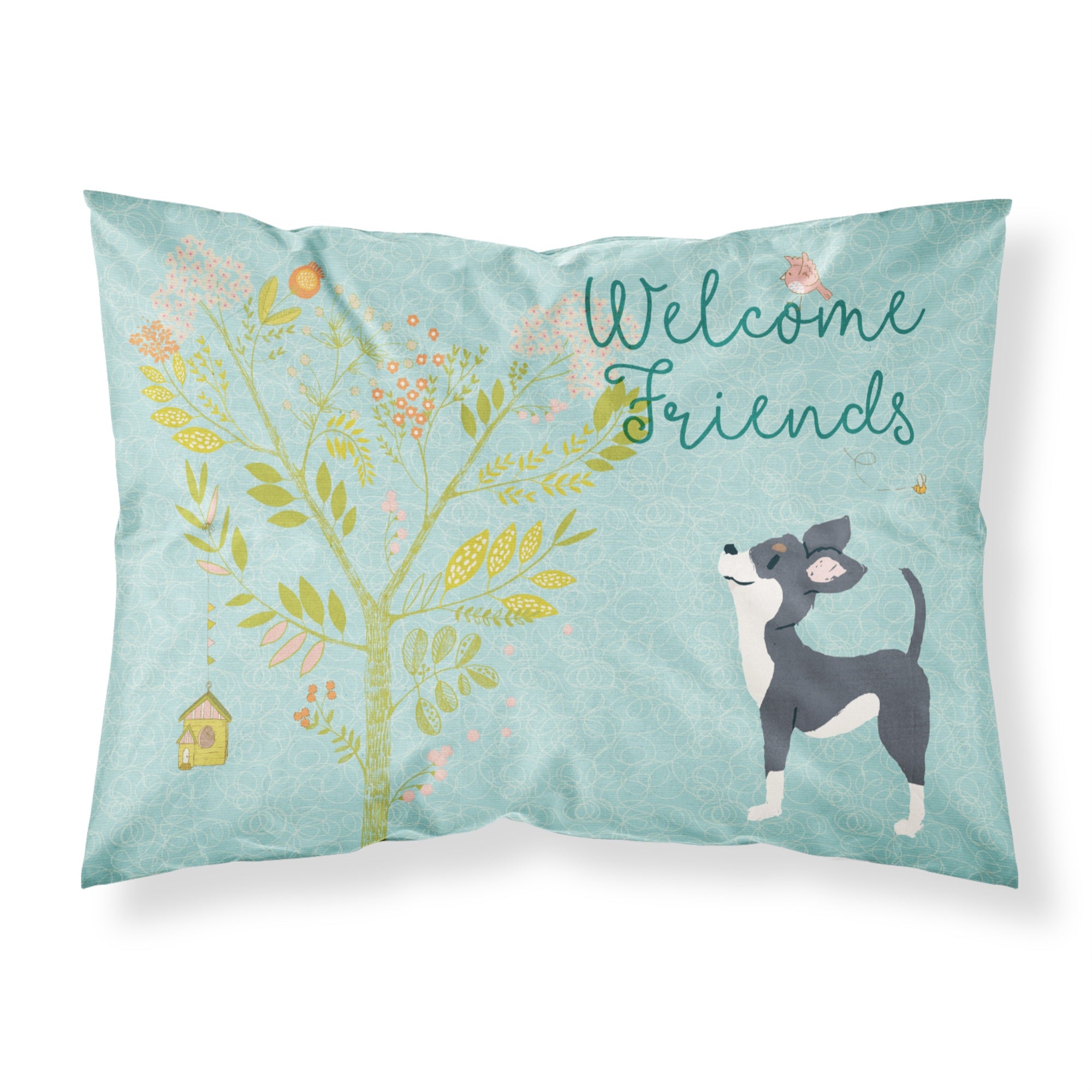 Caroline'S Treasures Welcome Friends Black White Chihuahua Printed, Polyester Envelope Closure Pillowcase, Standard, M