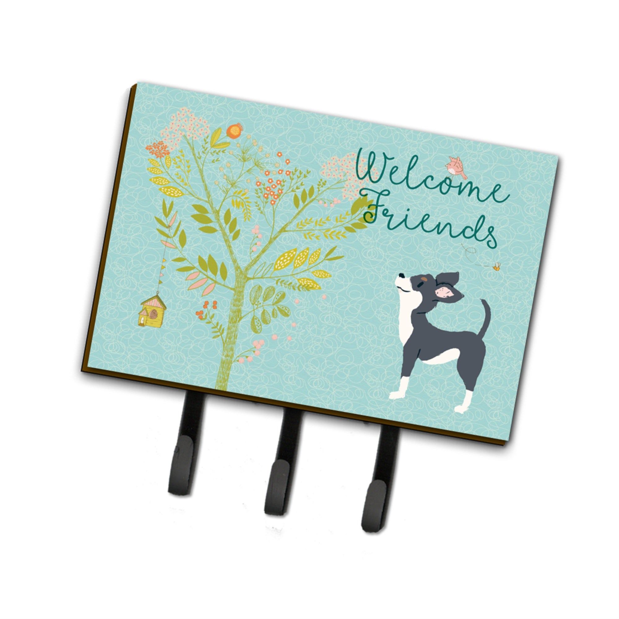 Caroline'S Treasures Welcome Friends Black White Chihuahua Wall Hook, Triple