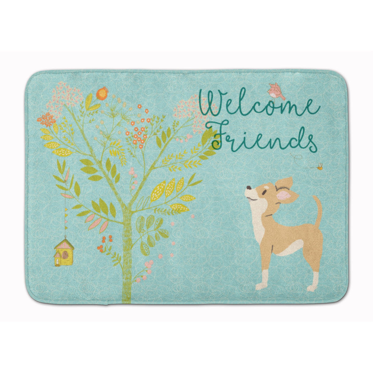 Caroline'S Treasures Welcome Friends Brown White Chihuahua Floor Mat, 19Hx27W, Multicolor