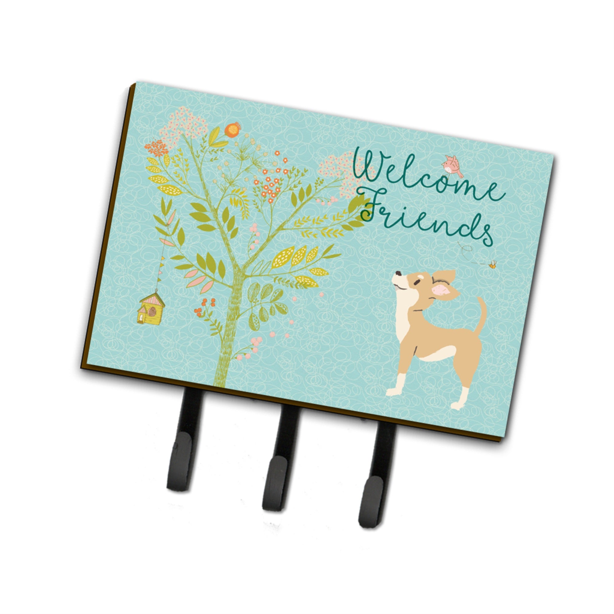 Caroline'S Treasures Welcome Friends Brown White Chihuahua Wall Hook, Triple