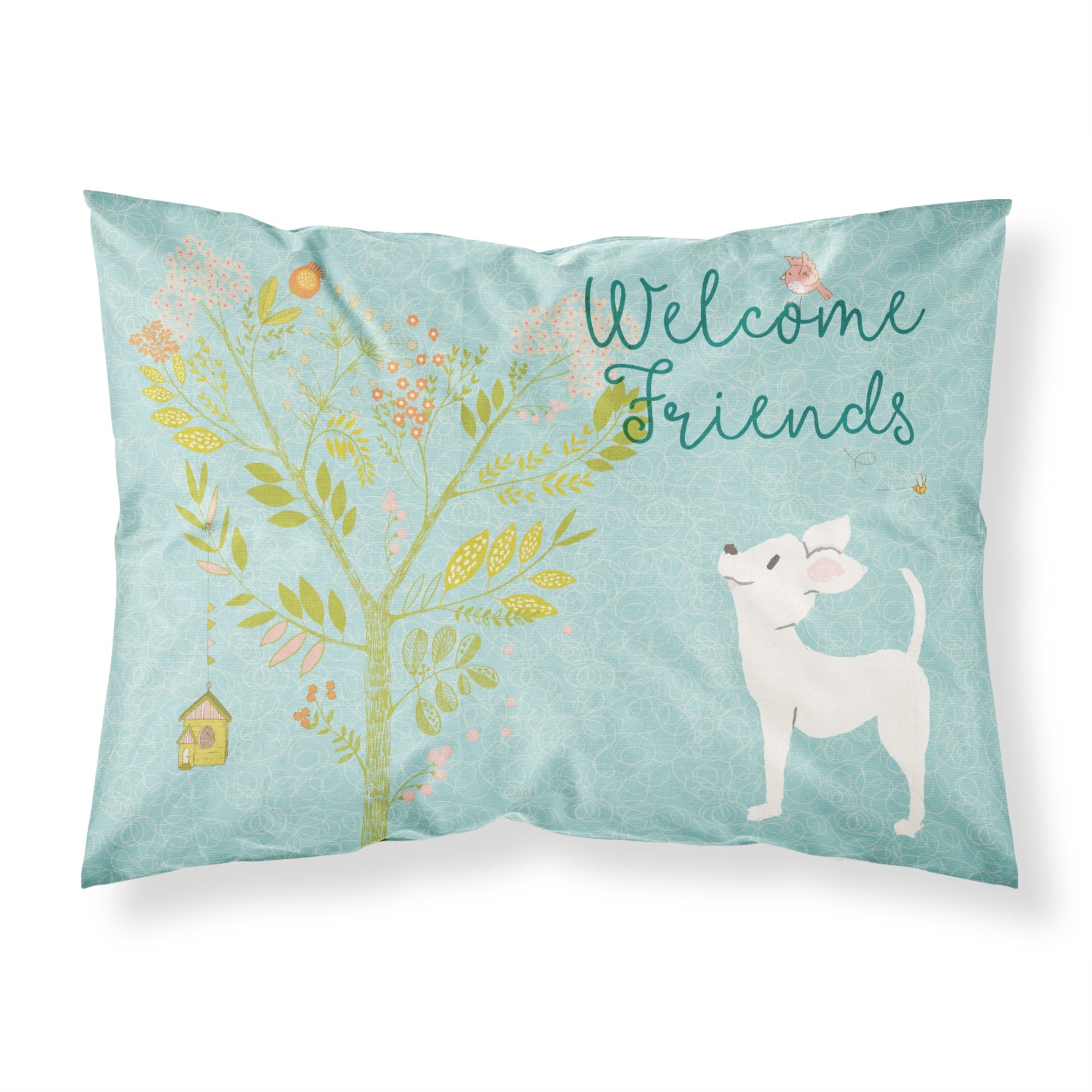 Caroline'S Treasures Welcome Friends White Chihuahua Printed, Polyester Envelope Closure Pillowcase, Standard, Multico