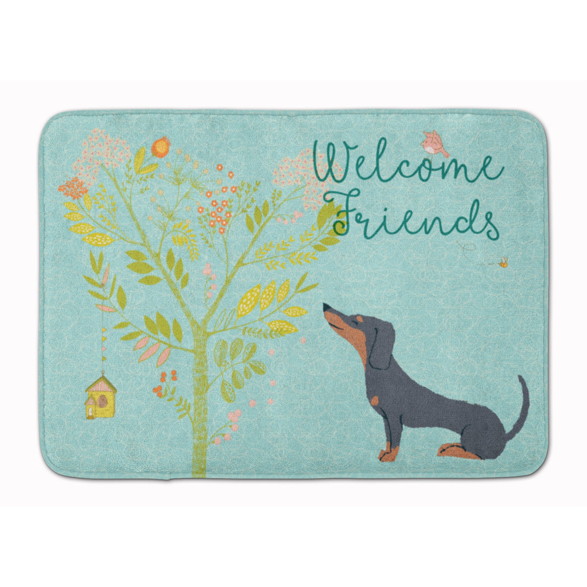 Caroline'S Treasures Welcome Friends Black Tan Dachshund Floor Mat, 19Hx27W, Multicolor