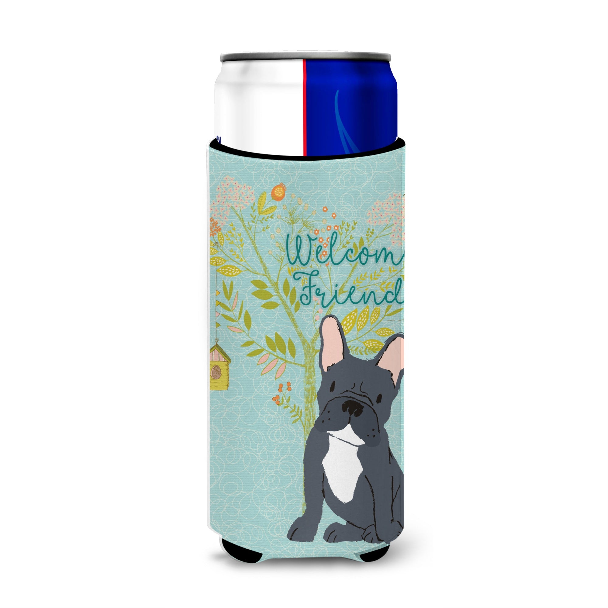 Caroline'S Treasures Welcome Friends Black French Bulldog Decorative Can Hugger, Multicolor