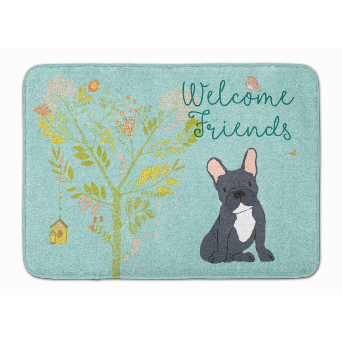 Caroline'S Treasures Welcome Friends Black French Bulldog Floor Mat, 19Hx27W, Multicolor