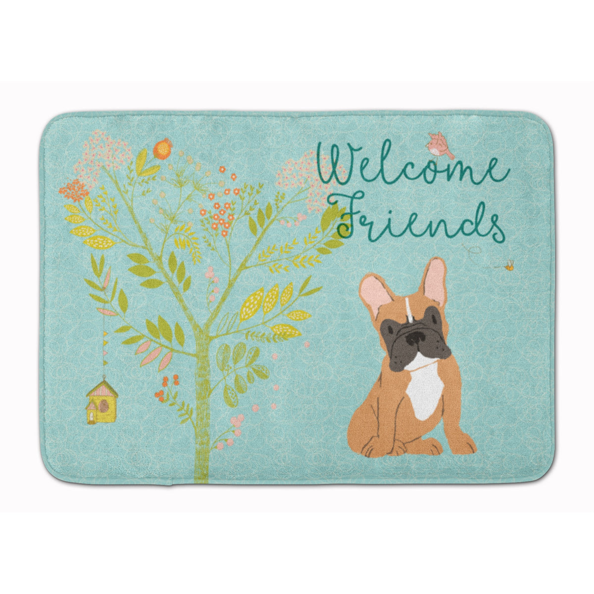 Caroline'S Treasures Welcome Friends Fawn French Bulldog Floor Mat, 19Hx27W, Multicolor