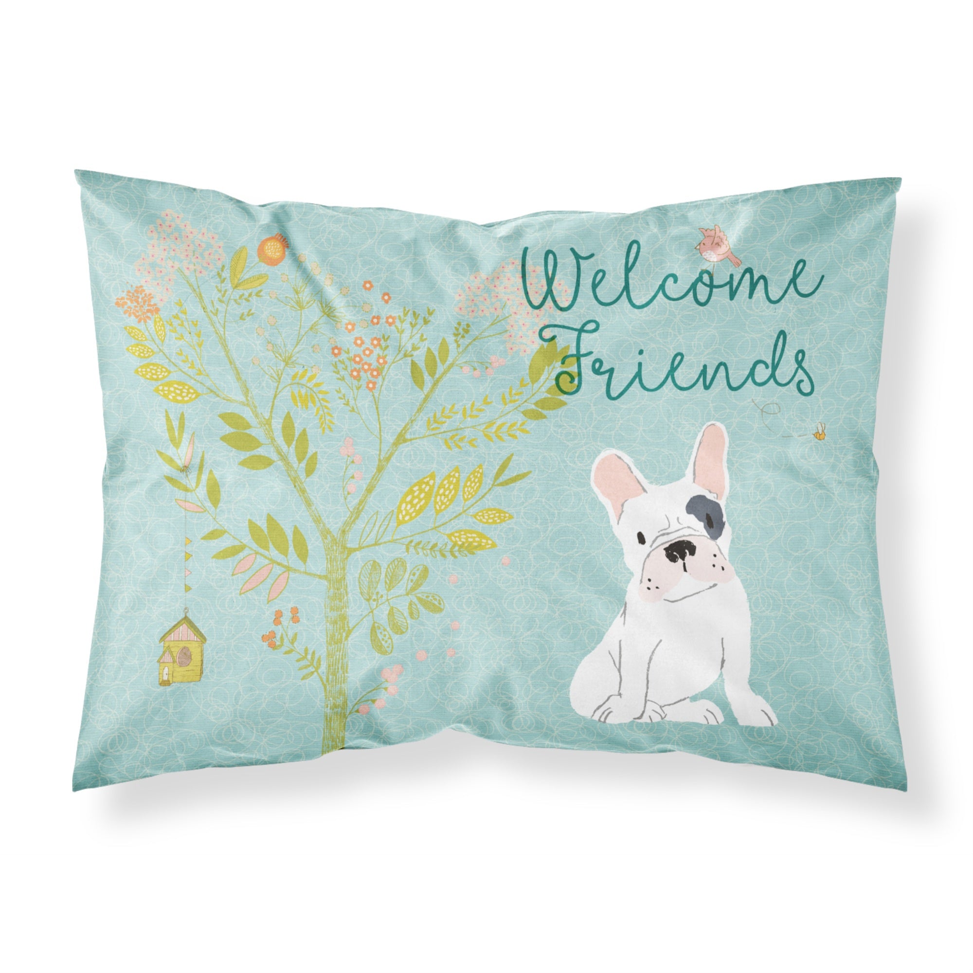 Caroline'S Treasures Welcome Friends Piebald French Bulldog Pillowcase, Standard