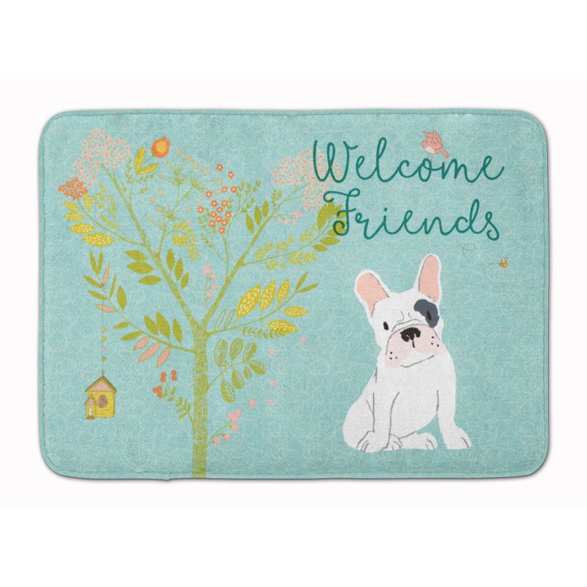 Caroline'S Treasures Welcome Friends Piebald French Bulldog Floor Mat, 19Hx27W, Multicolor