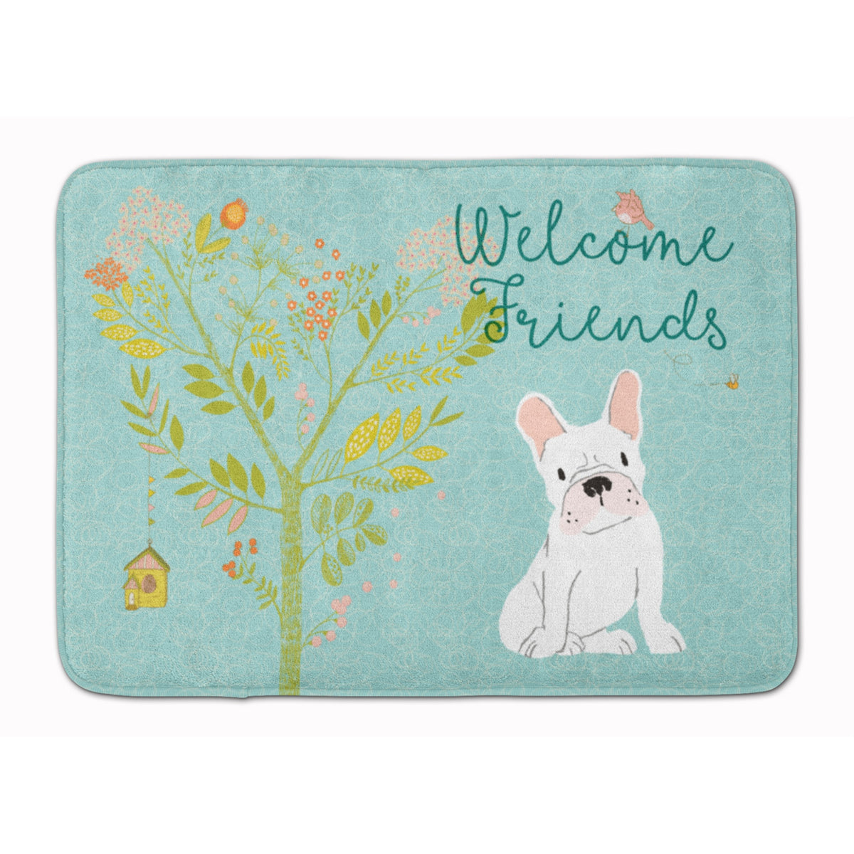 Caroline'S Treasures Welcome Friends White French Bulldog Floor Mat, 19Hx27W, Multicolor