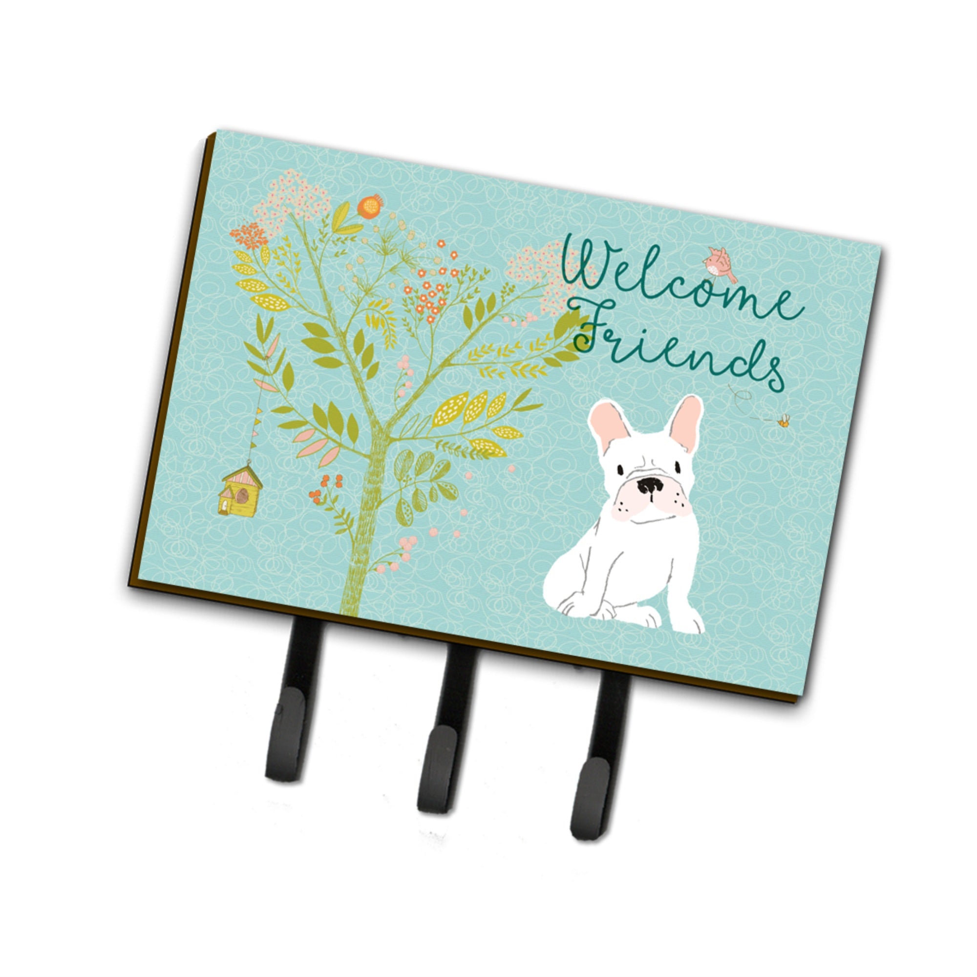 Caroline'S Treasures Welcome Friends White French Bulldog Wall Hook, Triple