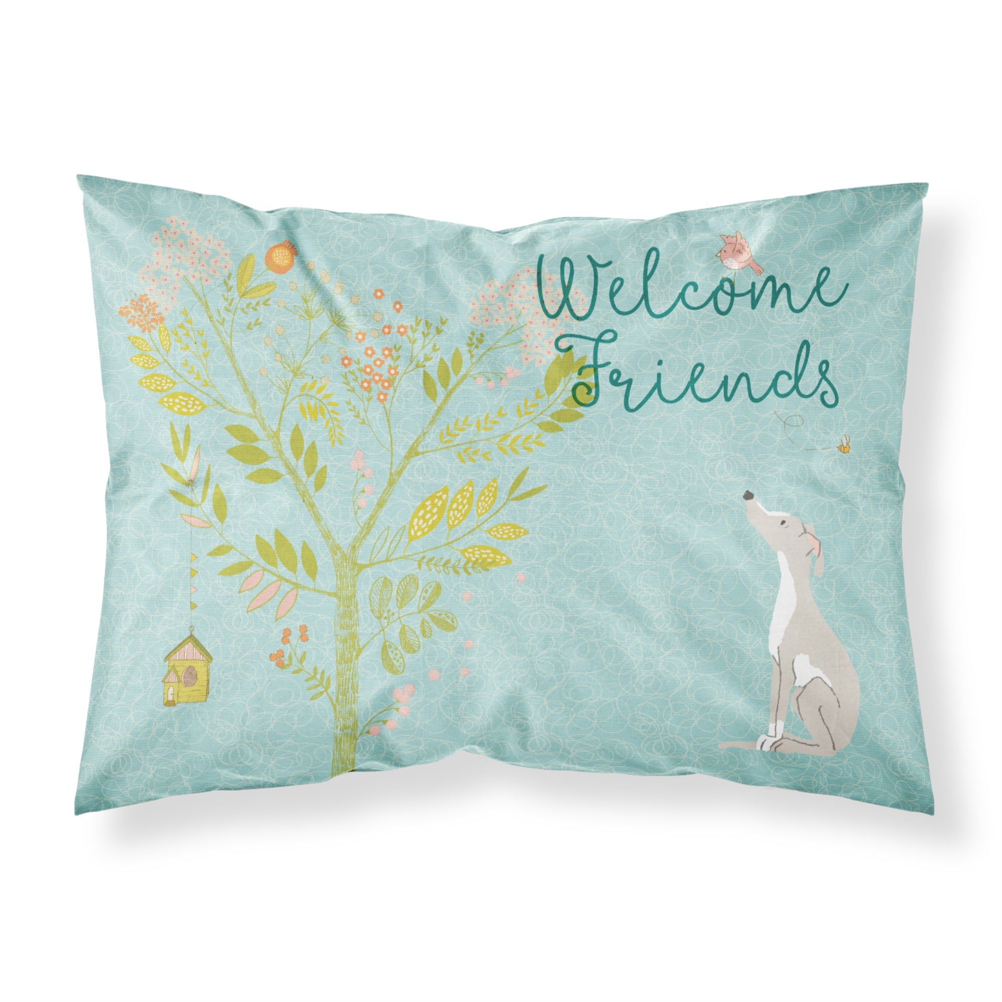 Caroline'S Treasures Welcome Friends Italian Greyhound Printed, Polyester, 250 Thread Count, Envelope Closure Pillowcase, Stan