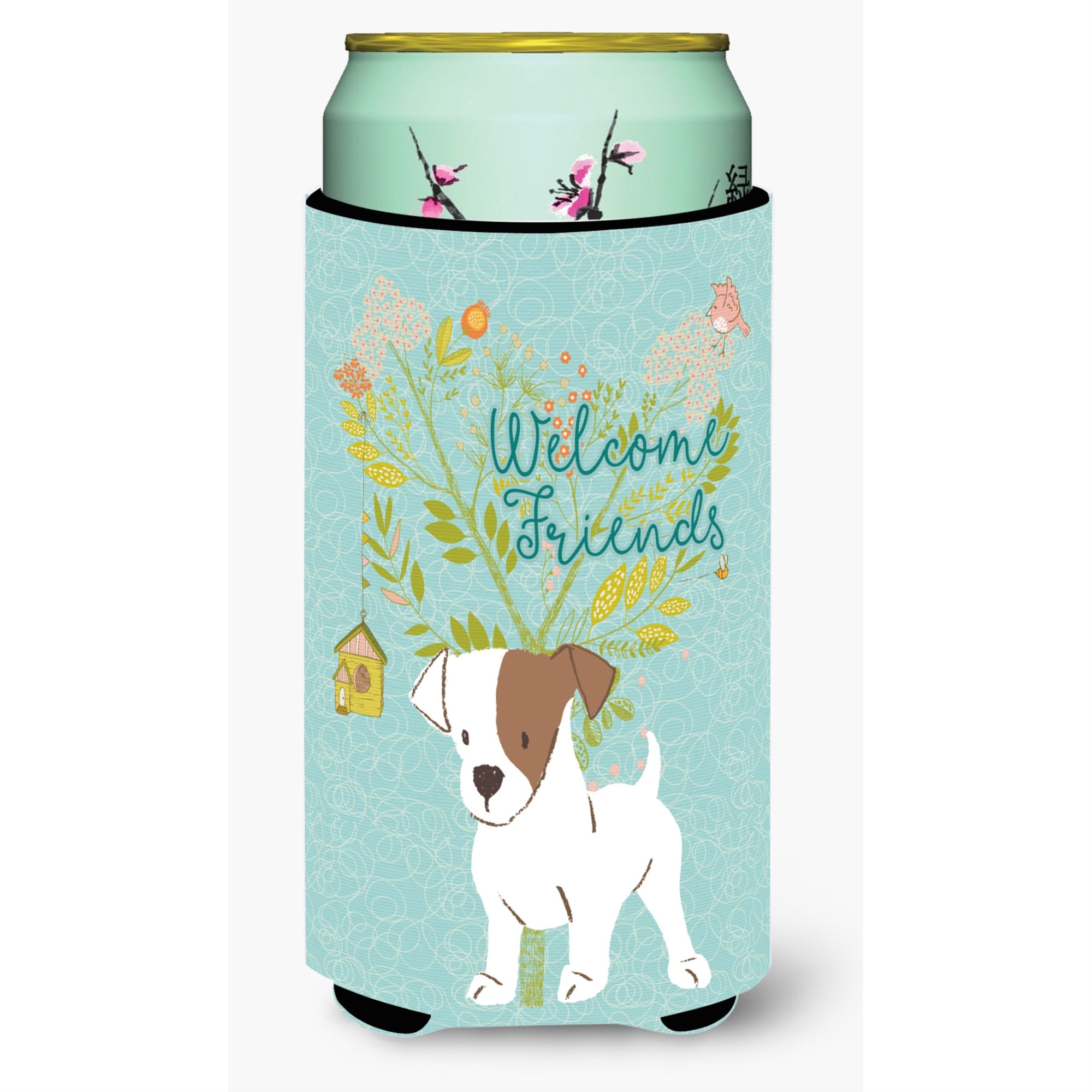Caroline'S Treasures Welcome Friends Jack Russell Terrier Puppy Decorative Can Hugger, Tall Boy, Multicolor