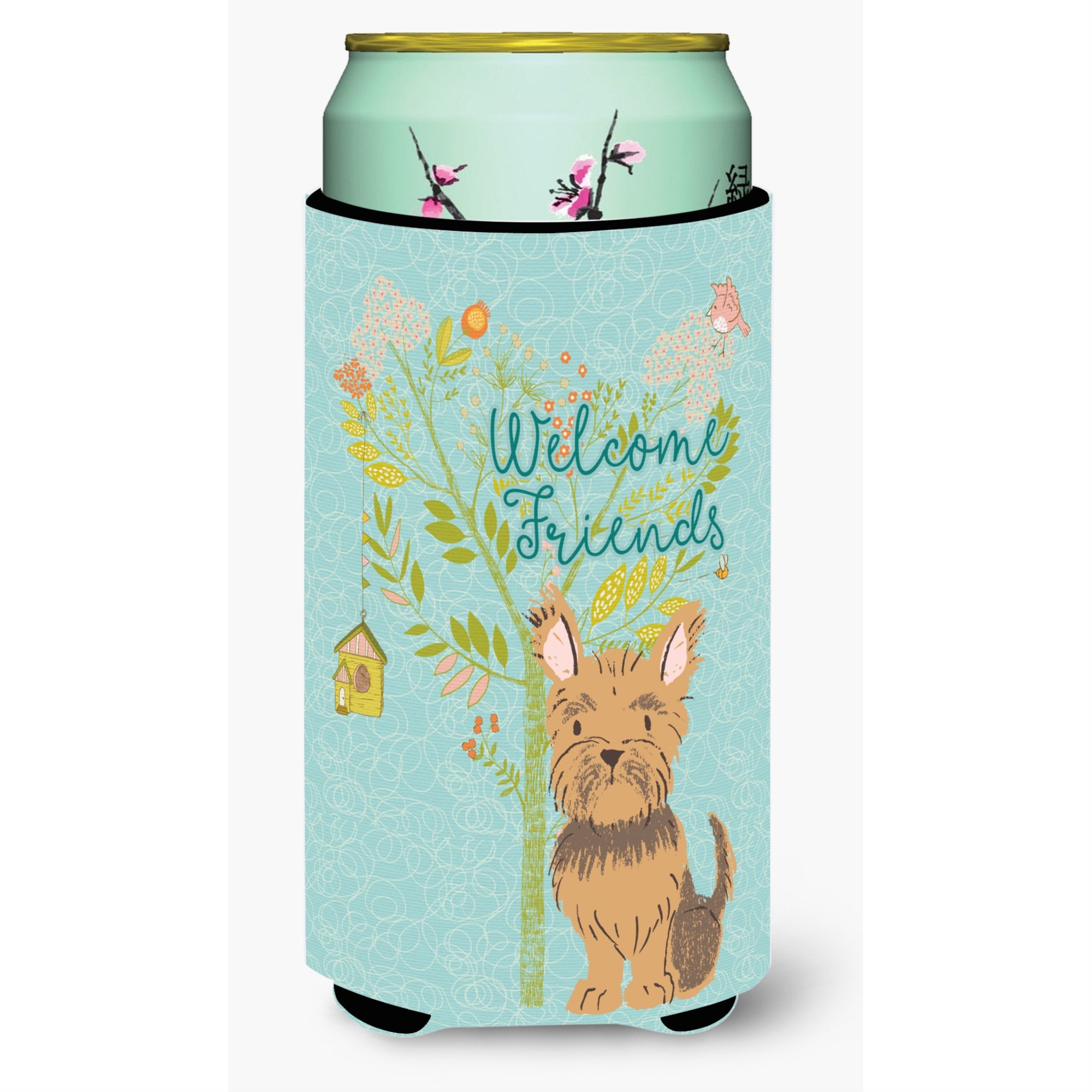 Caroline'S Treasures Welcome Friends Yorkie Decorative Can Hugger, Tall Boy, Multicolor