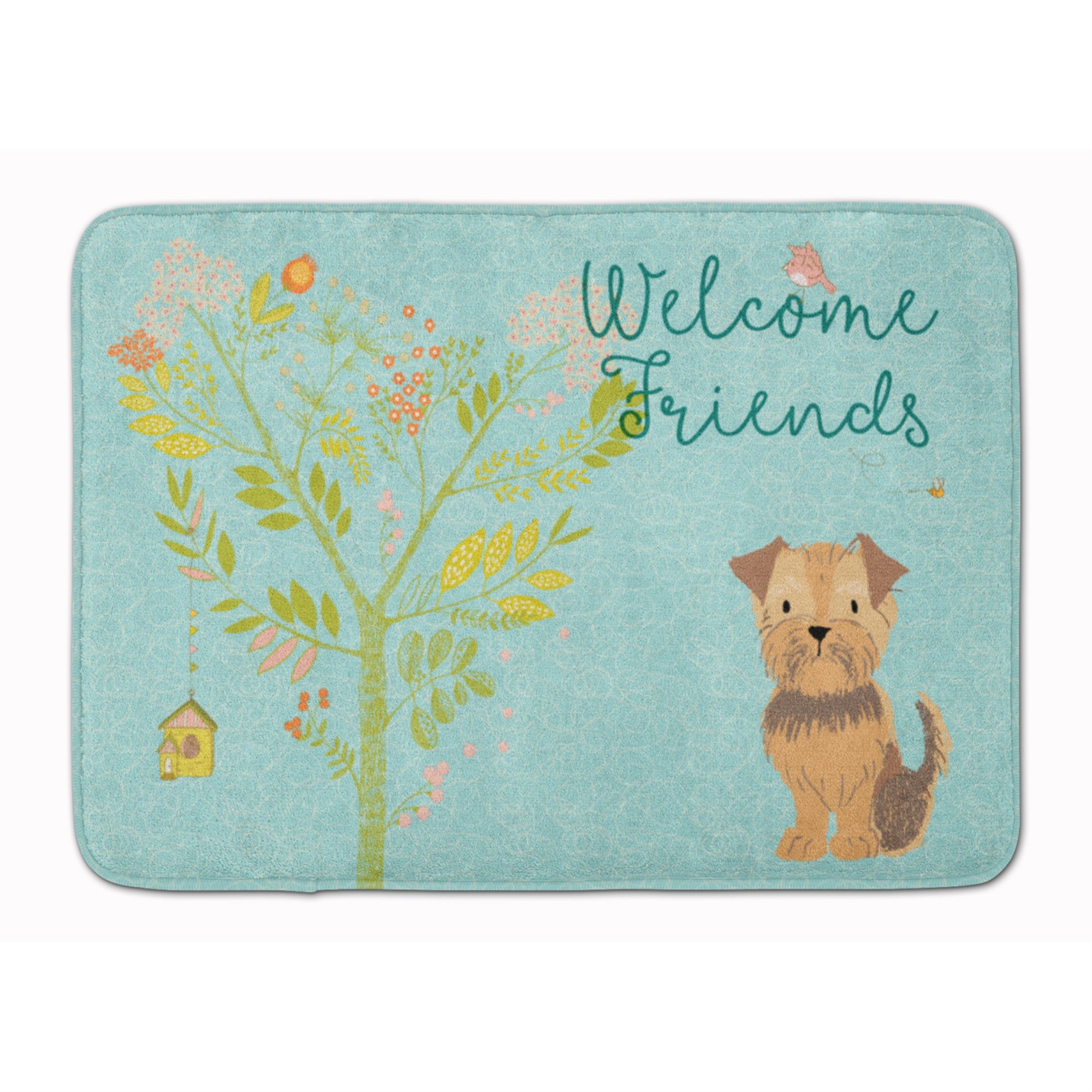 Caroline'S Treasures Welcome Friends Yorkie Natural Ears Floor Mat, 19Hx27W, Multicolor