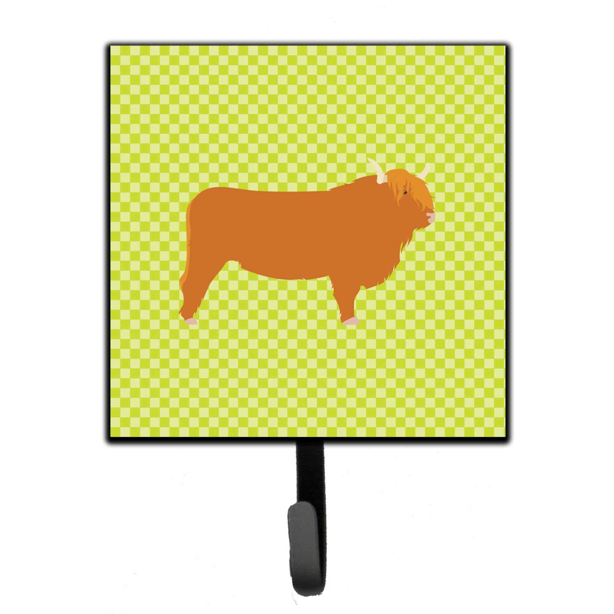 Caroline'S Treasures Highland Cow Green Wall Hook, Small, Multicolor