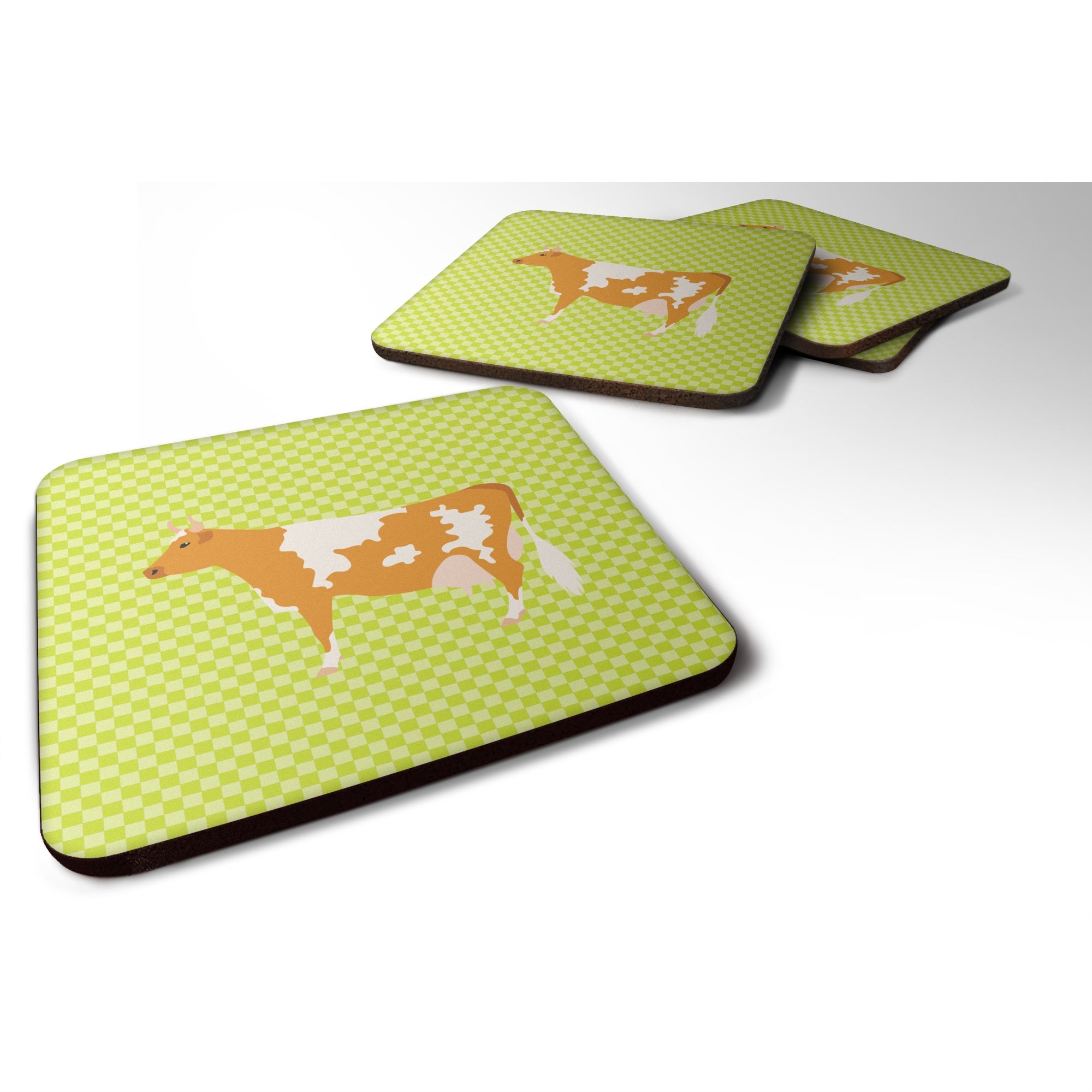 Caroline'S Treasures Guernsey Cow Green Decorative Coasters, 3.5, Multicolor