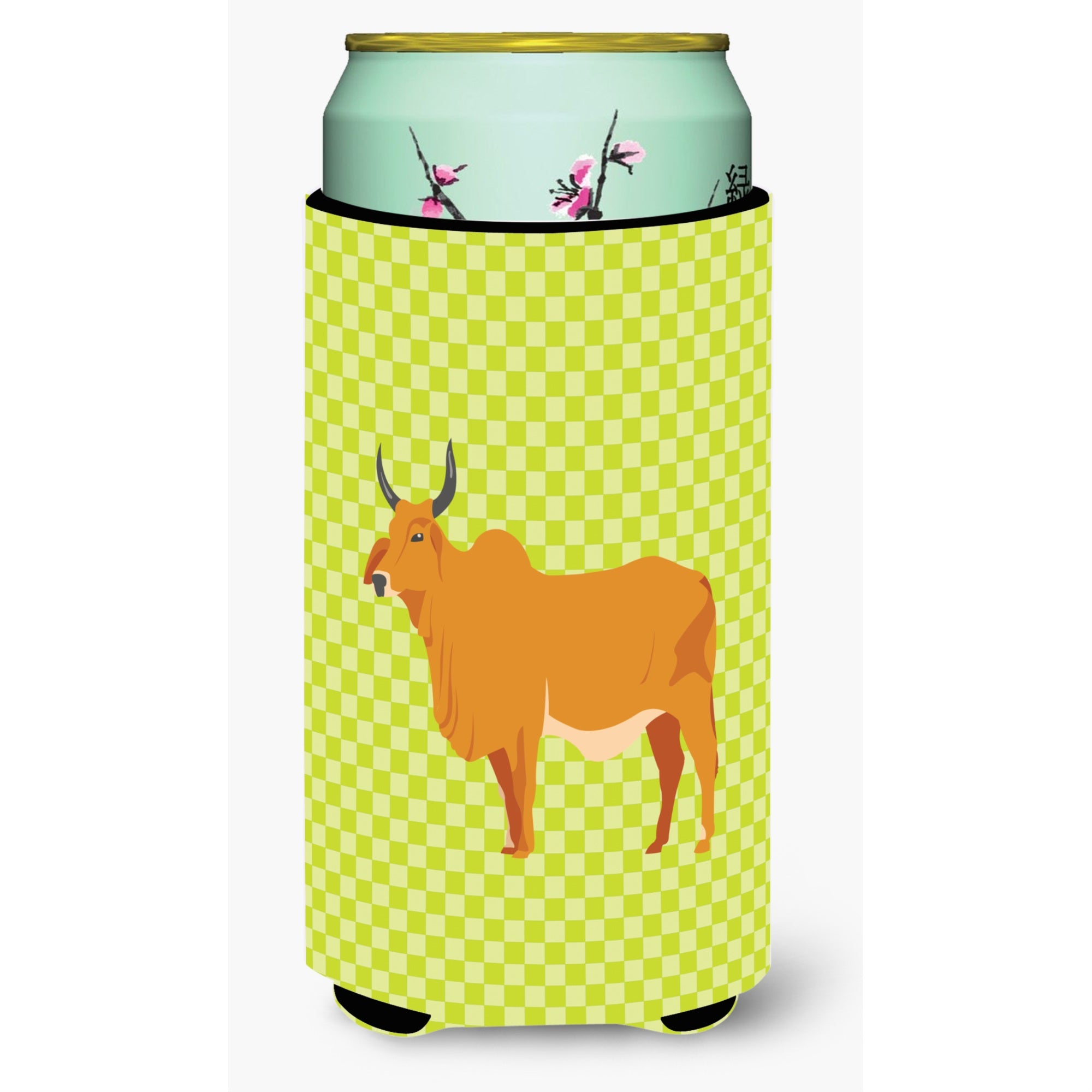 Caroline'S Treasures Zebu Indicine Cow Green Decorative Can Hugger, Tall Boy, Multicolor