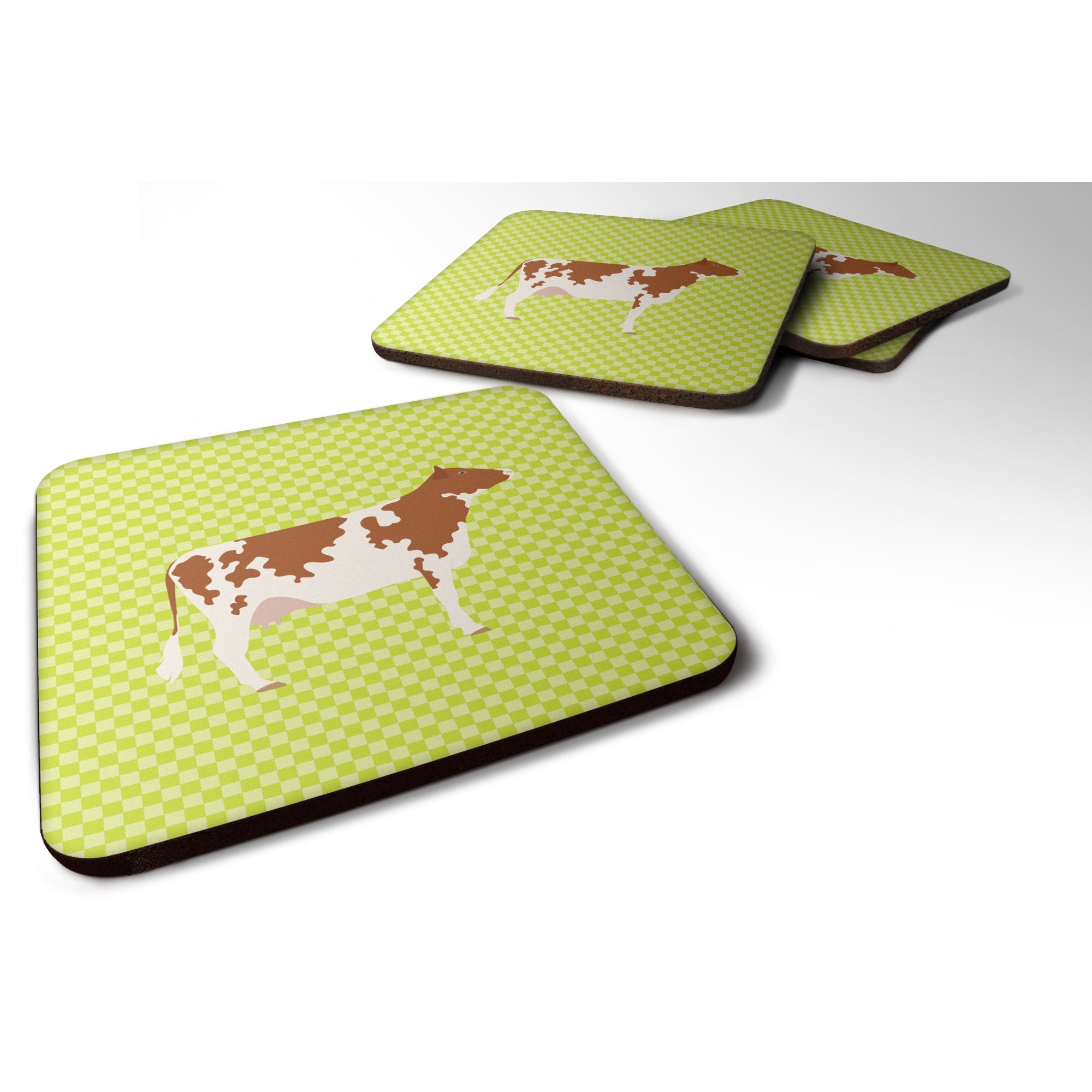 Caroline'S Treasures Ayrshire Cow Green Decorative Coasters, 3.5, Multicolor