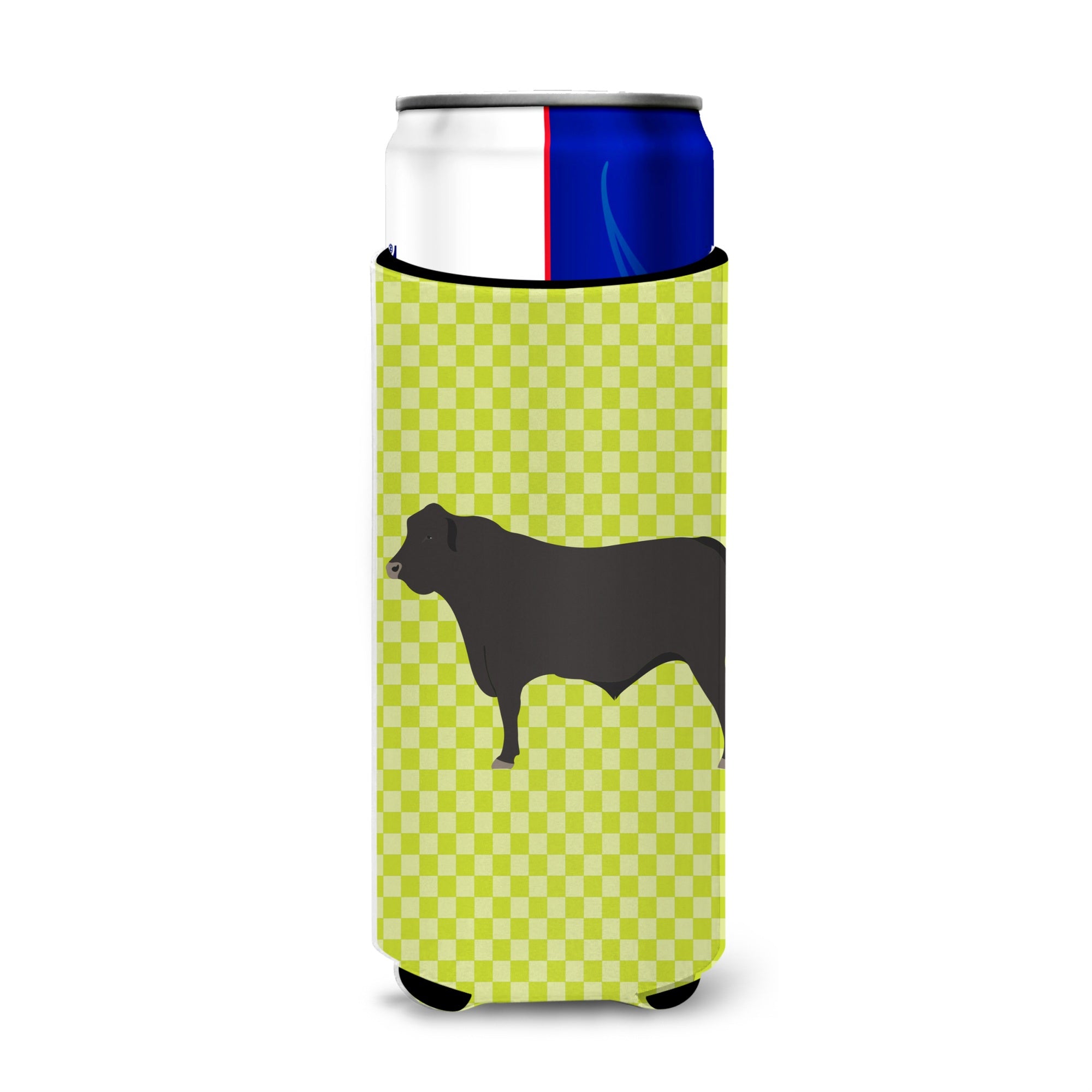 Caroline'S Treasures Black Angus Cow Green Decorative Can Hugger, Slim, Multicolor