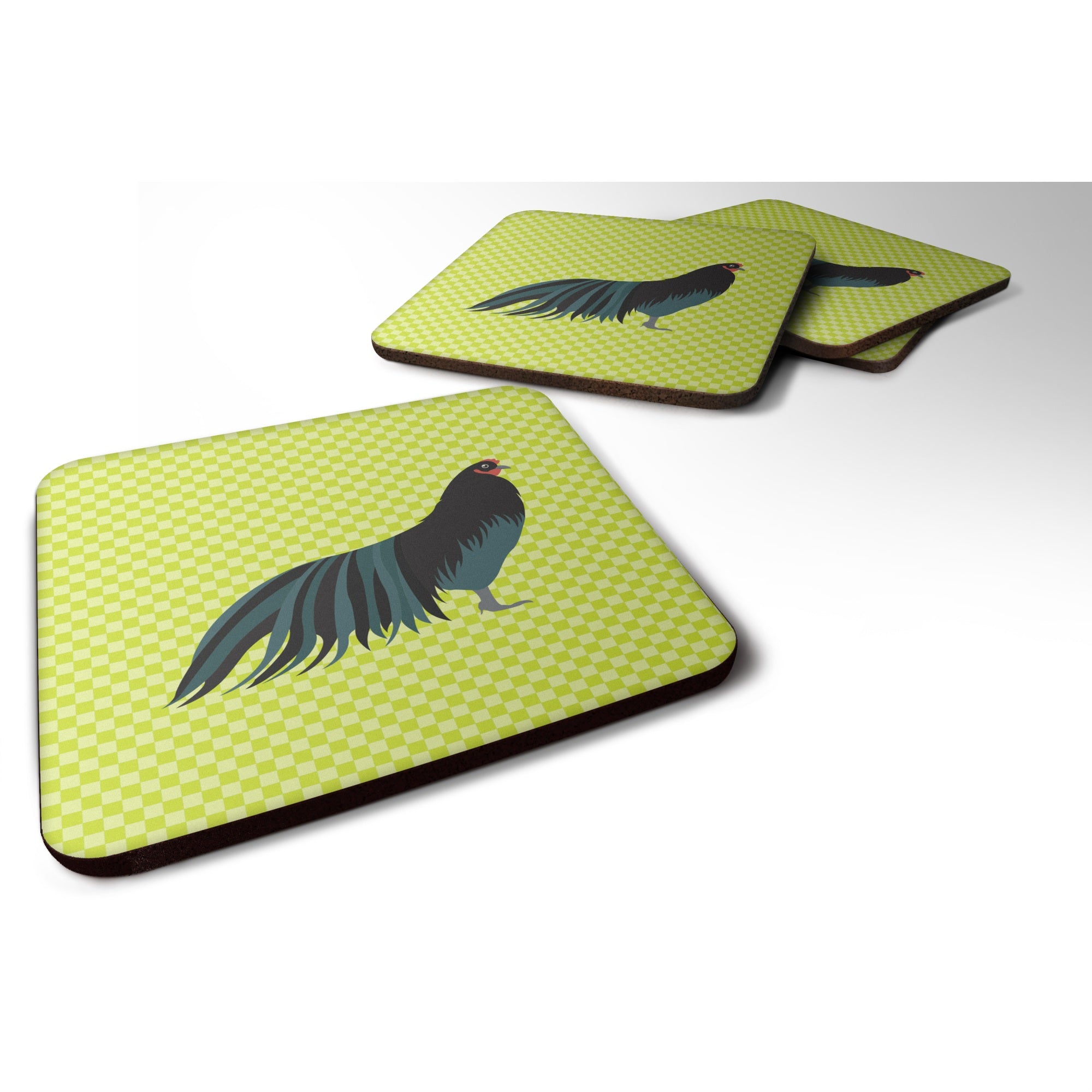 Caroline'S Treasures Sumatra Chicken Green Decorative Coasters, 3.5, Multicolor