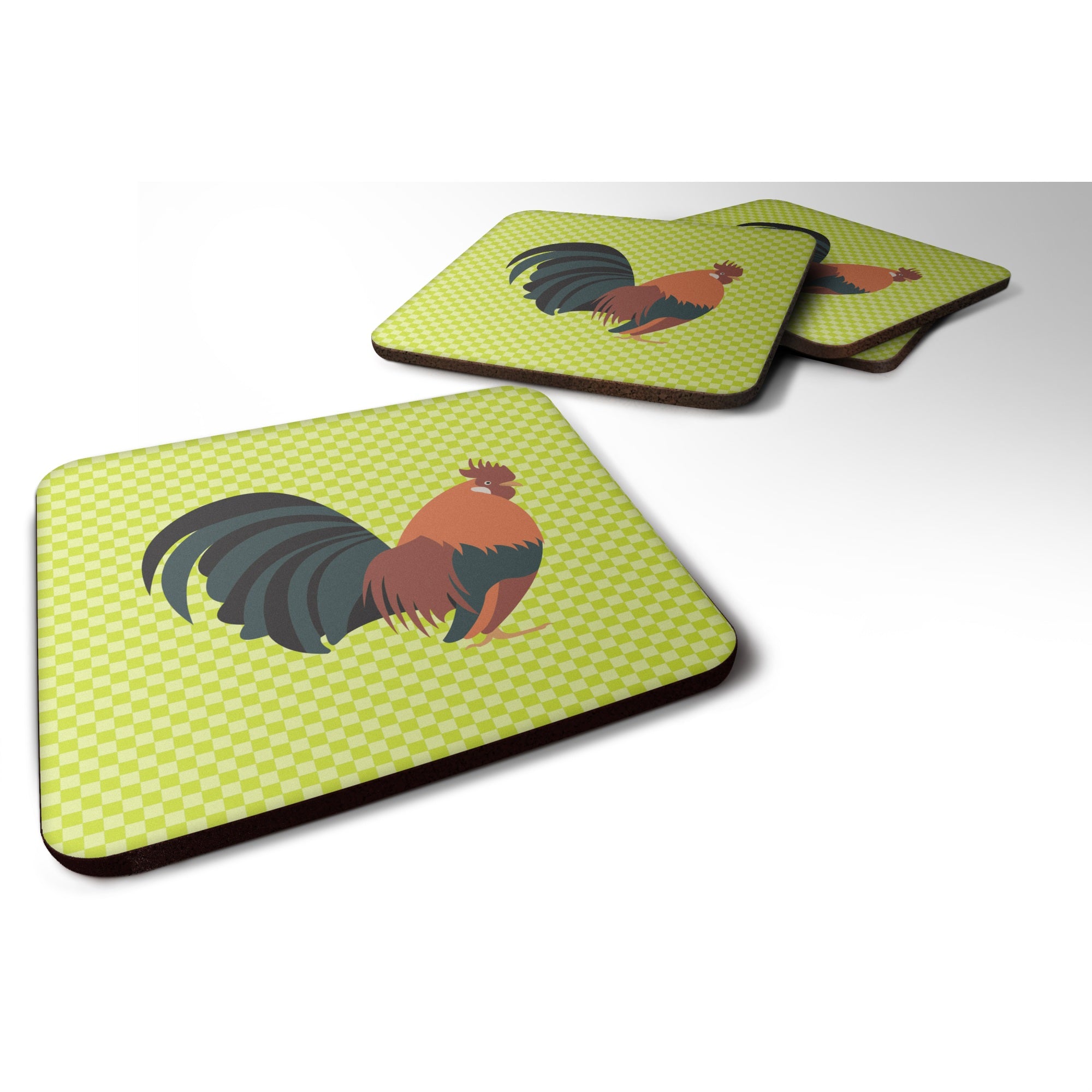 Caroline'S Treasures Dutch Bantam Chicken Green Decorative Coasters, 3.5, Multicolor