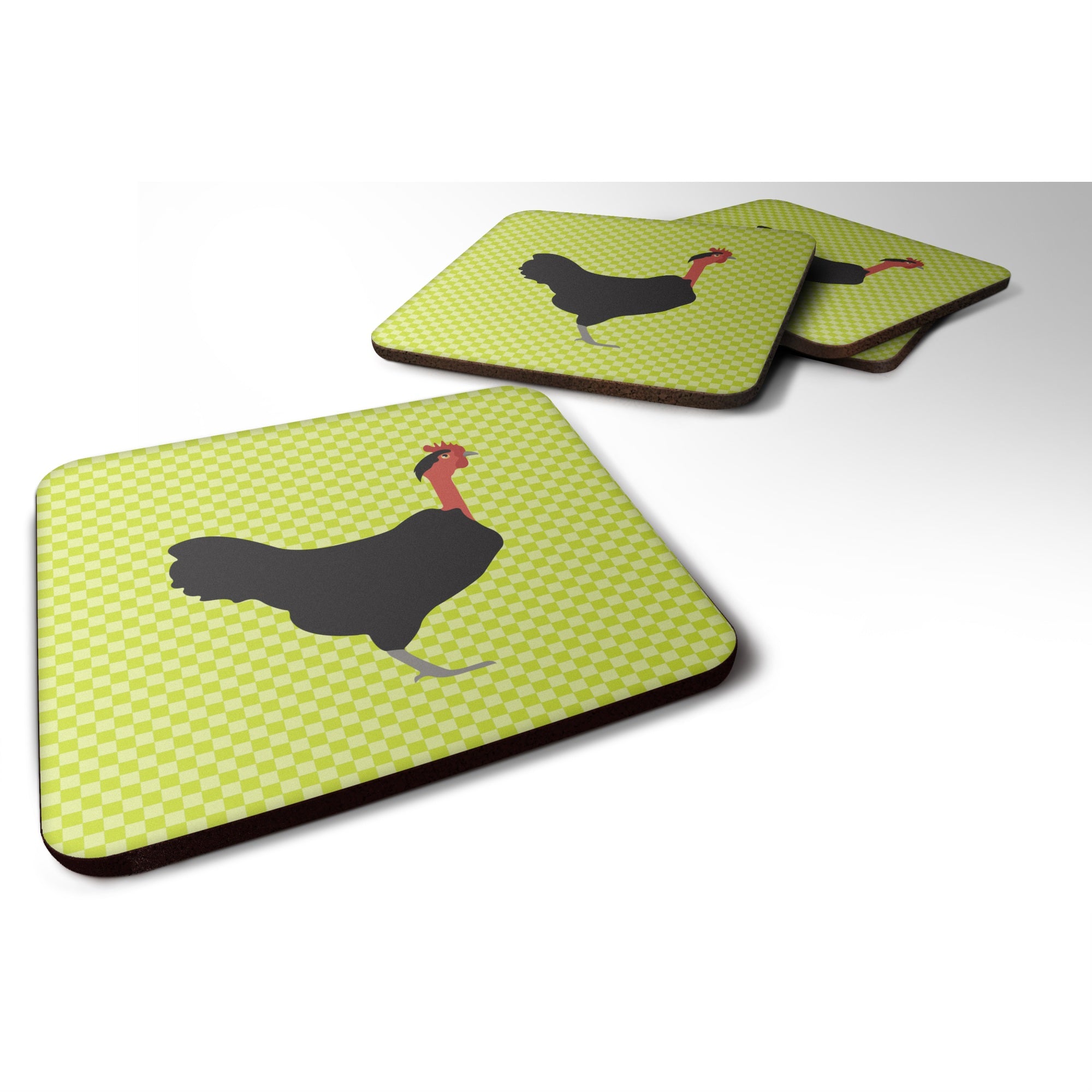 Caroline'S Treasures Naked Neck Chicken Green Decorative Coasters, 3.5, Multicolor