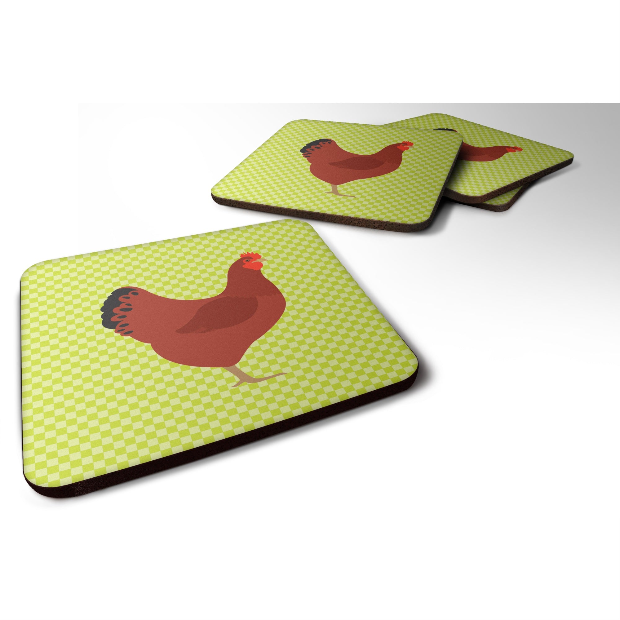 Caroline'S Treasures New Hampshire Red Chicken Green Decorative Coasters, 3.5, Multicolor