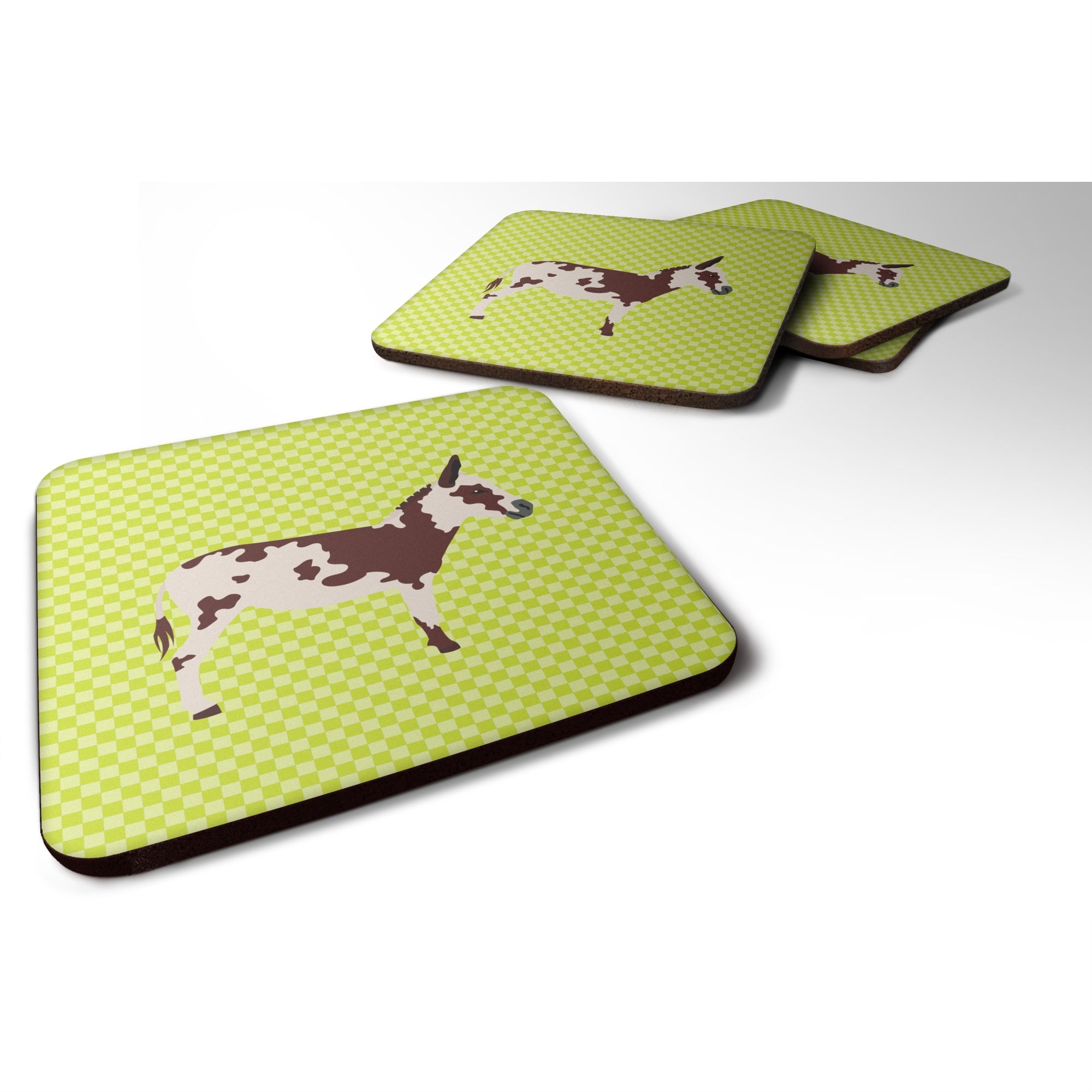 Caroline'S Treasures American Spotted Donkey Green Decorative Coasters, 3.5, Multicolor