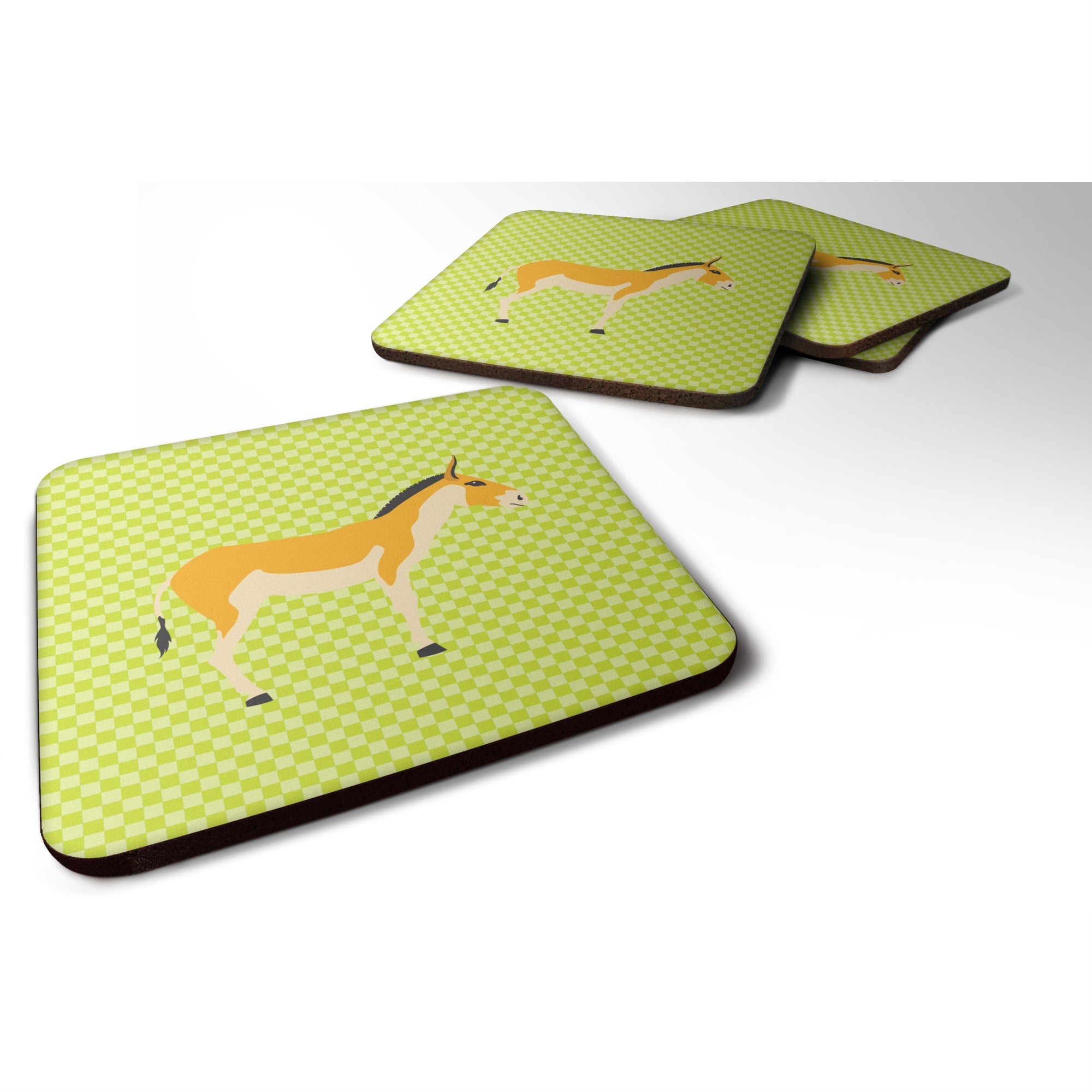 Caroline'S Treasures Turkmenian Kulan Donkey Green Decorative Coasters, 3.5, Multicolor
