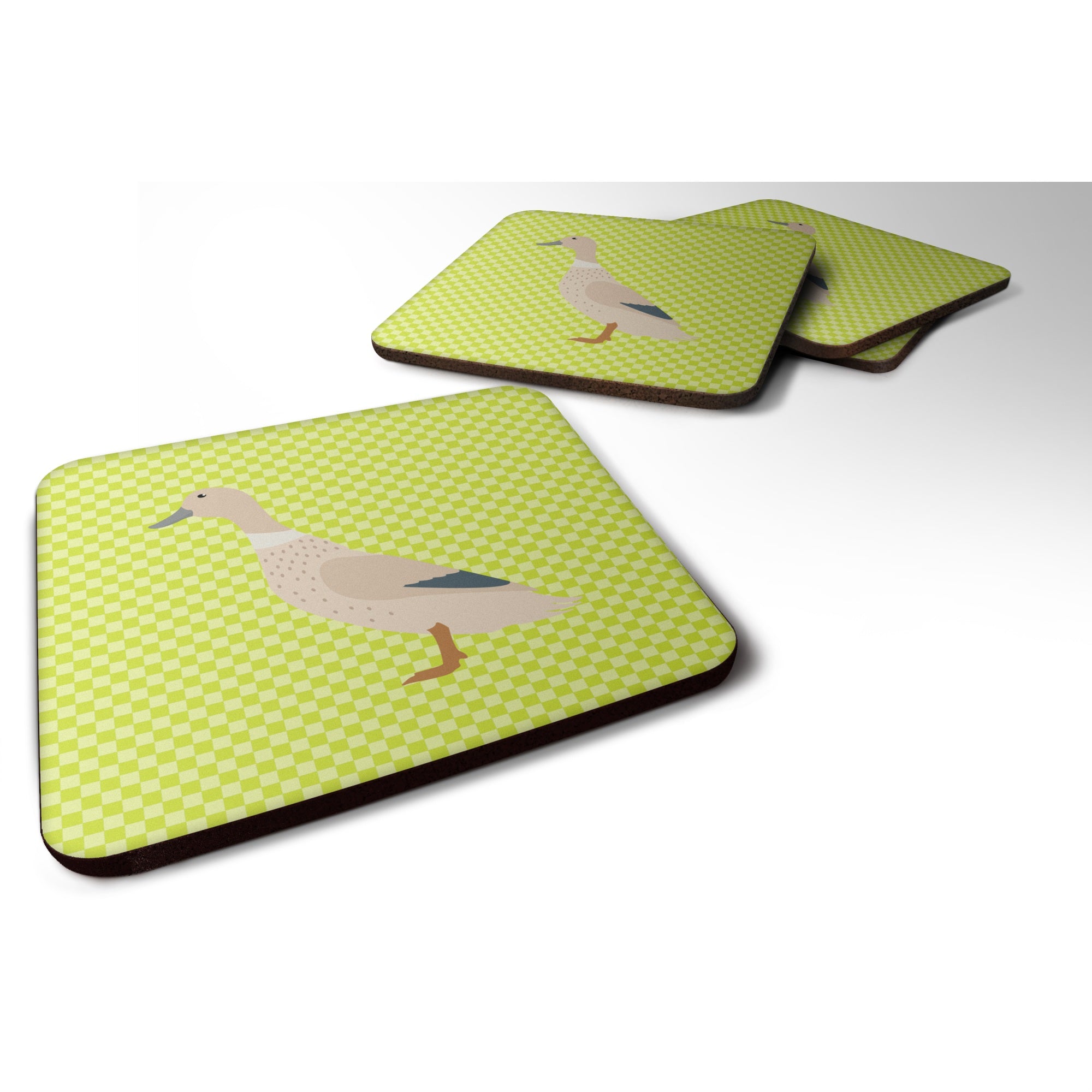Caroline'S Treasures West Harlequin Duck Green Decorative Coasters, 3.5, Multicolor