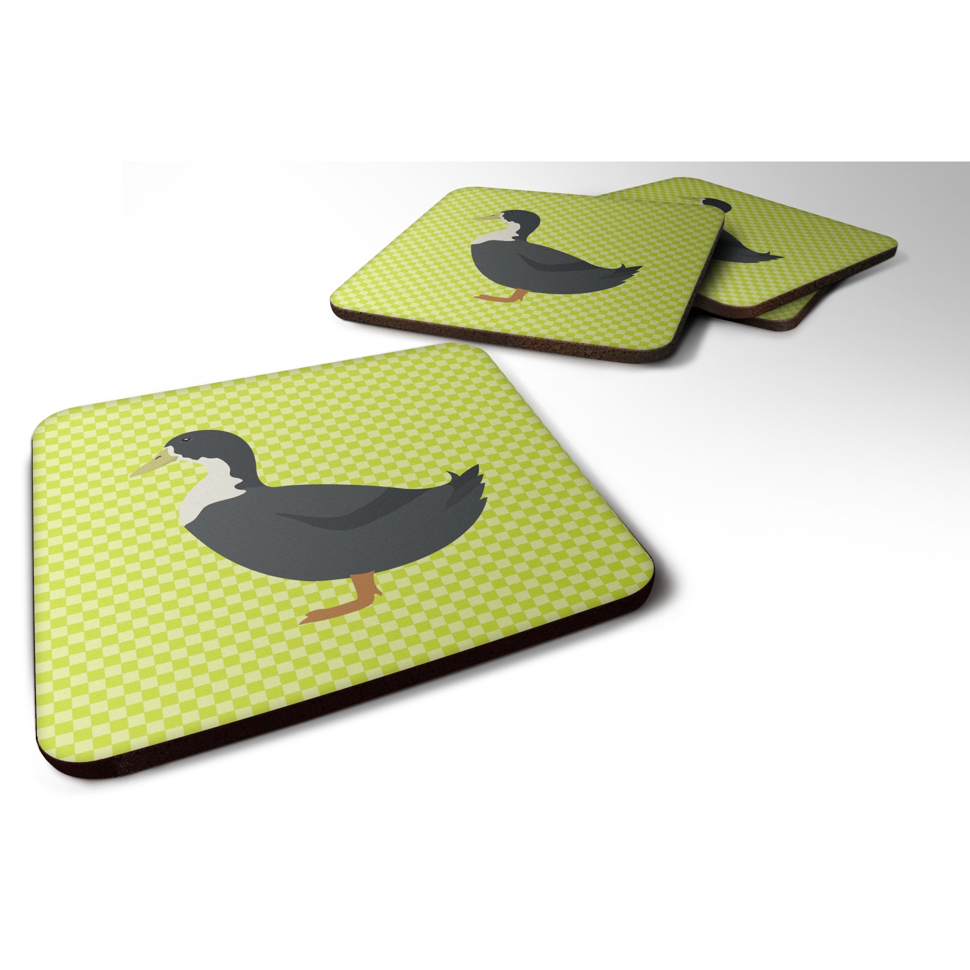 Caroline'S Treasures Blue Swedish Duck Green Decorative Coasters, 3.5, Multicolor