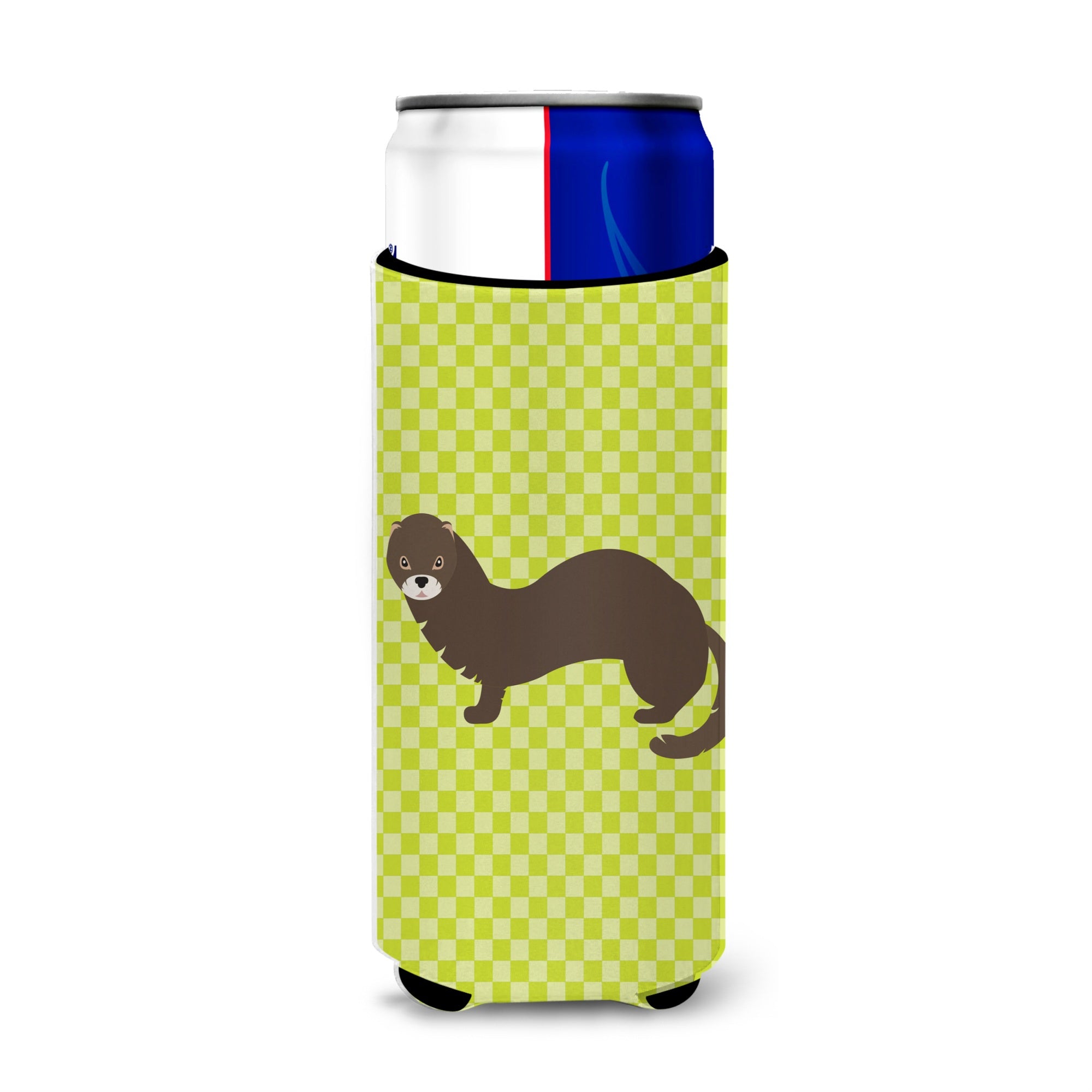 Caroline'S Treasures Russian Or European Mink Green Decorative Can Hugger, Slim, Multicolor